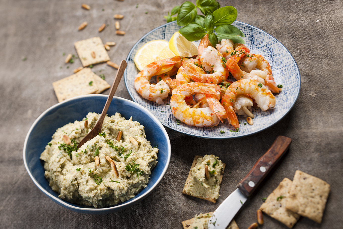 Gamberi con pesto di carciofi