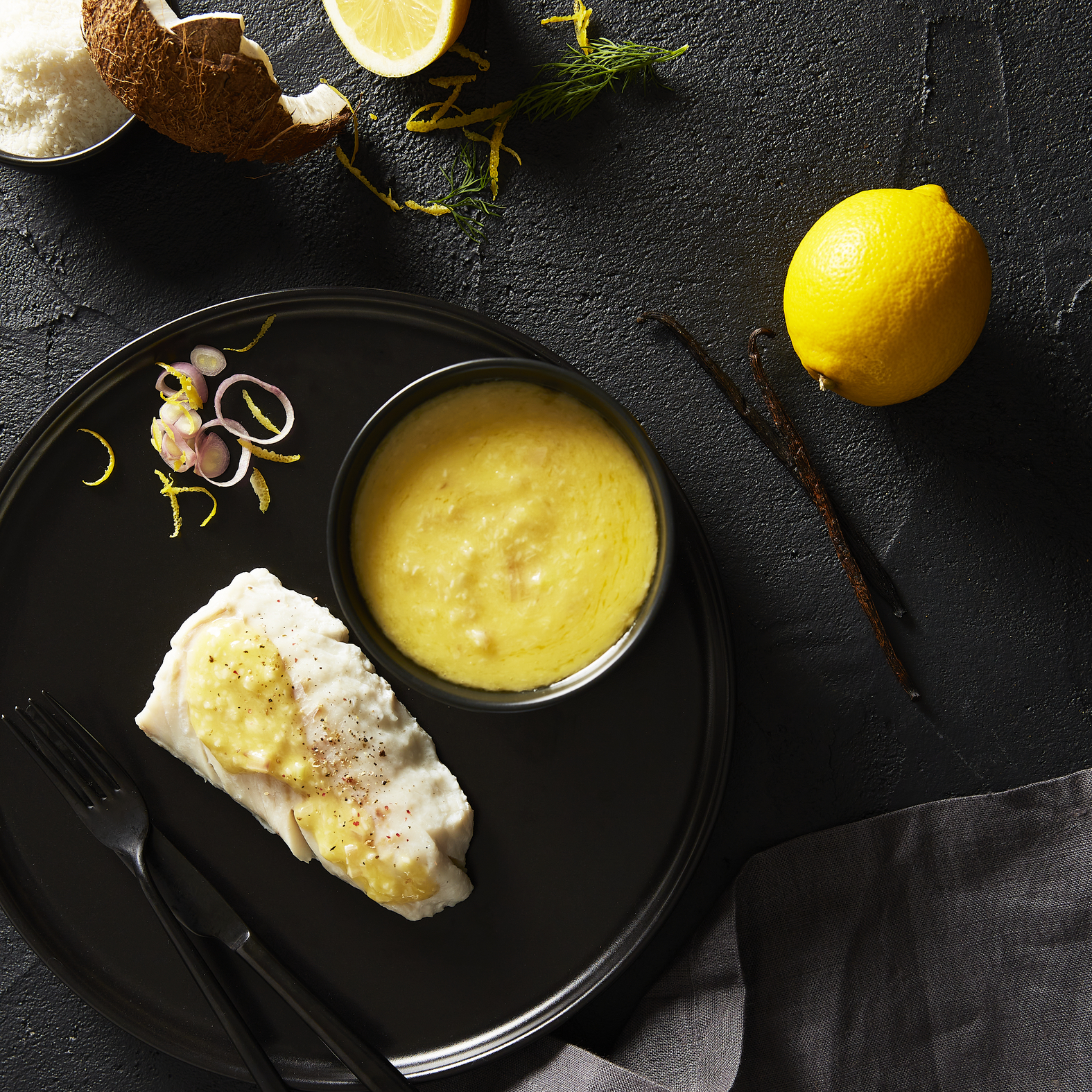 Beurre blanc mit Vanille und Kokosnuss