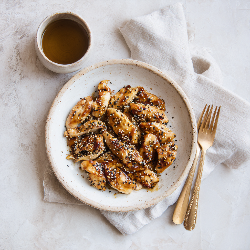 Marinado de salsa de soja, jengibre y sésamo para pollo