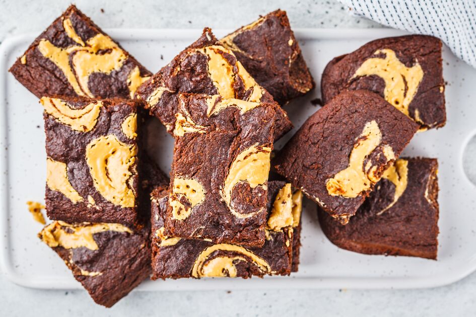 Brownie marmoreado de manteiga de amendoim
