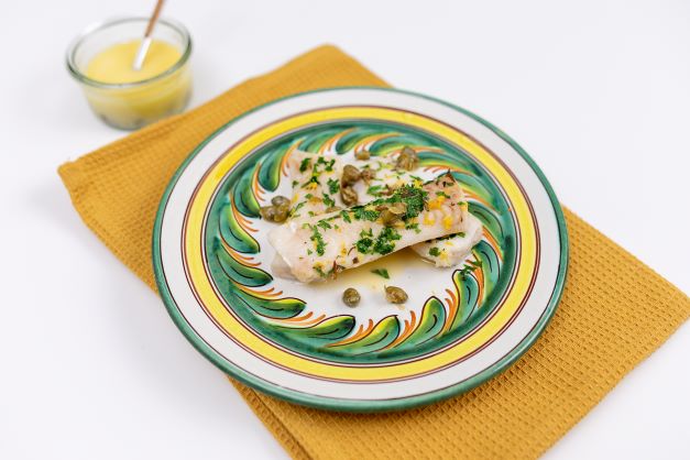 Lenguado con mantequilla de limón y hierbas