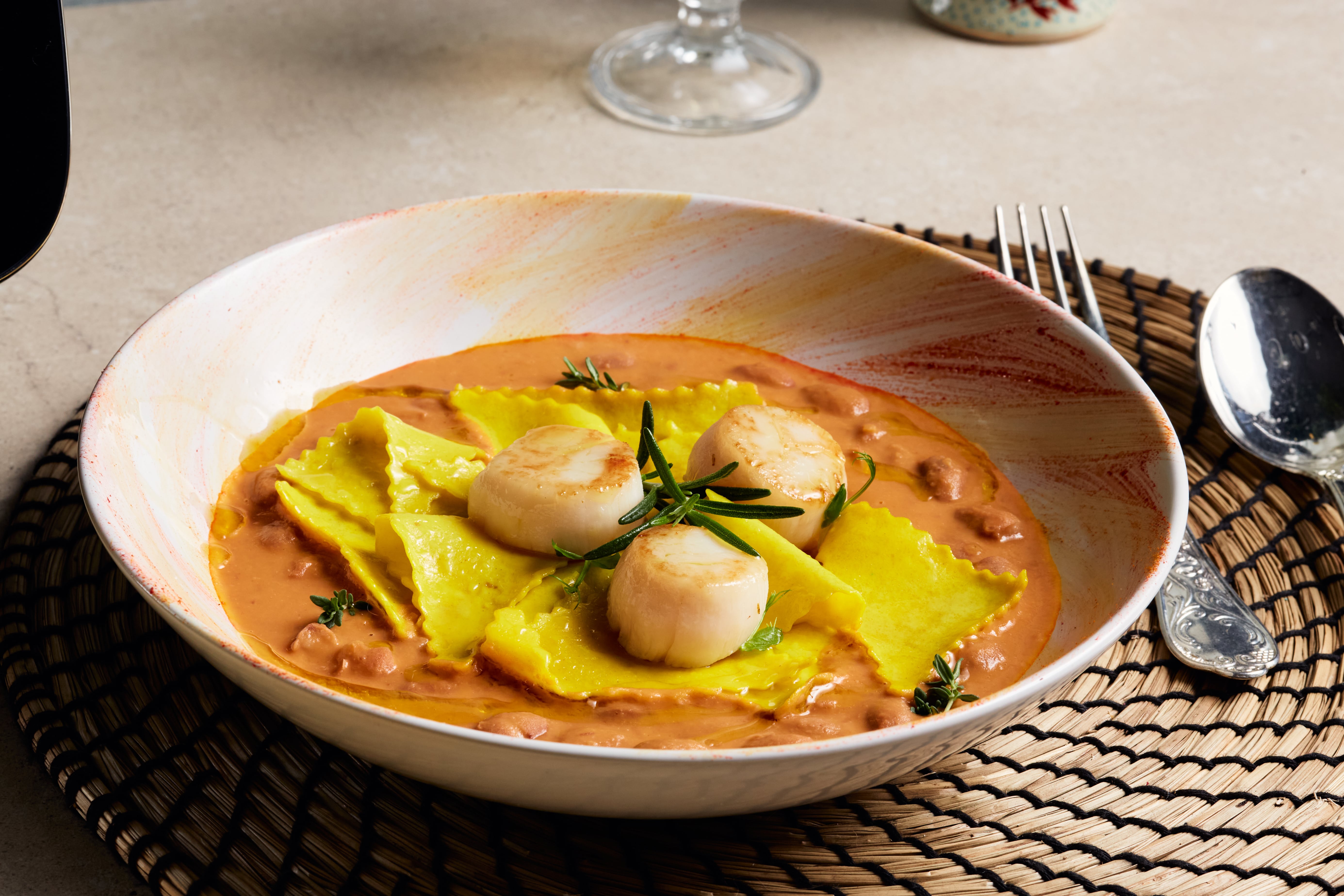 Zuppa di fagioli e capesante
