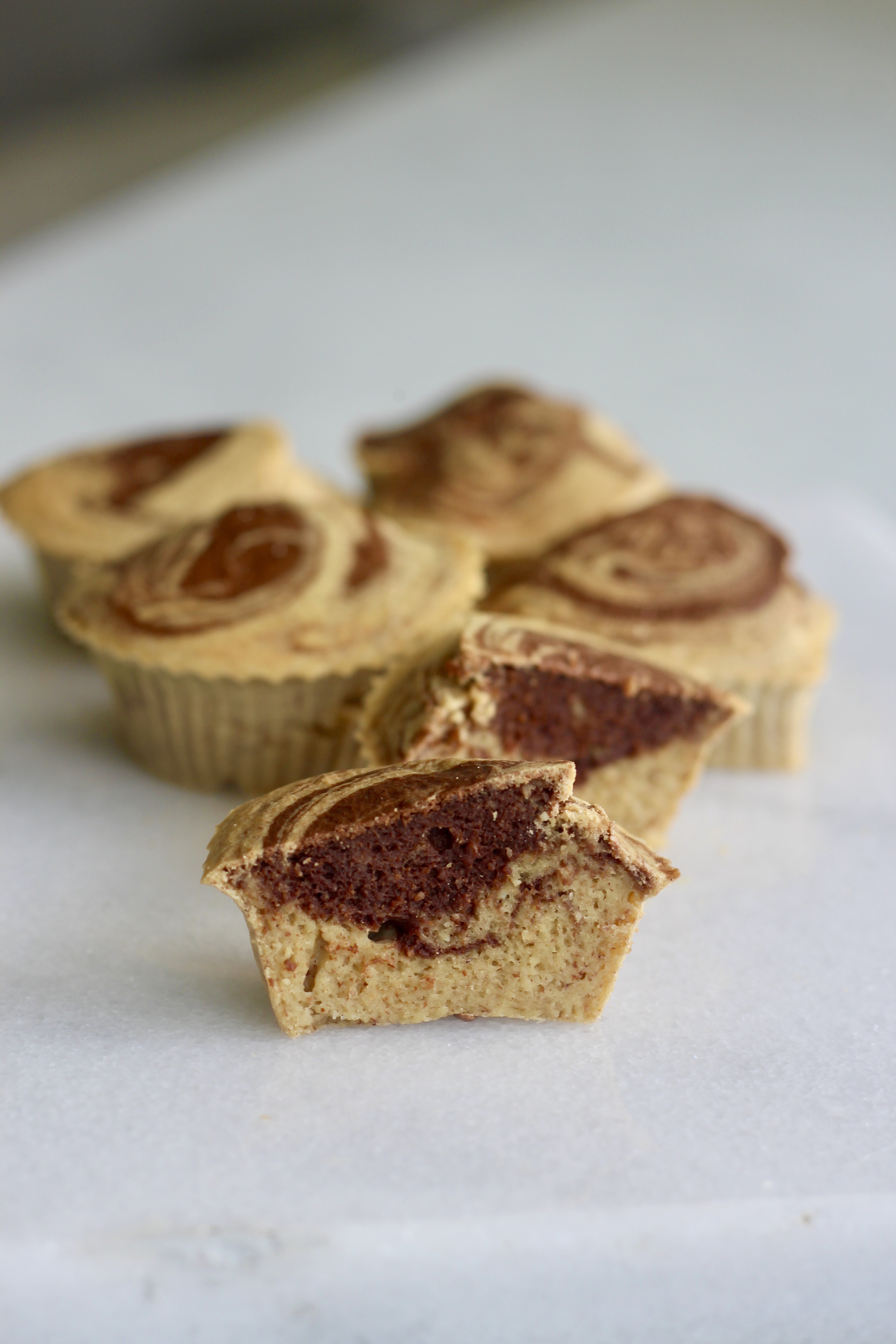 Muffins de vainilla marmolados