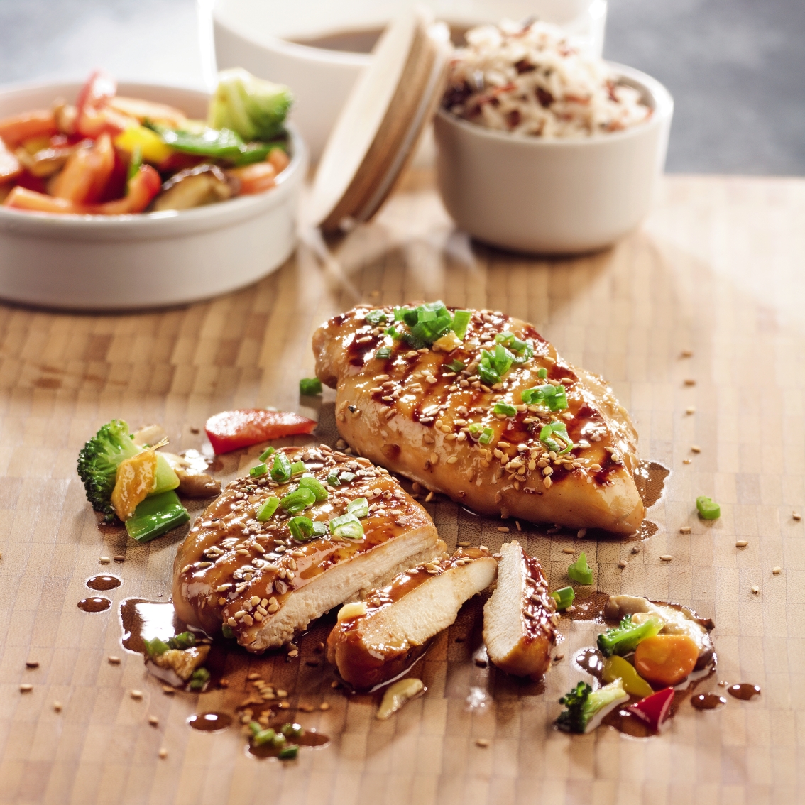 Bife de frango com mel e molho Hoisin