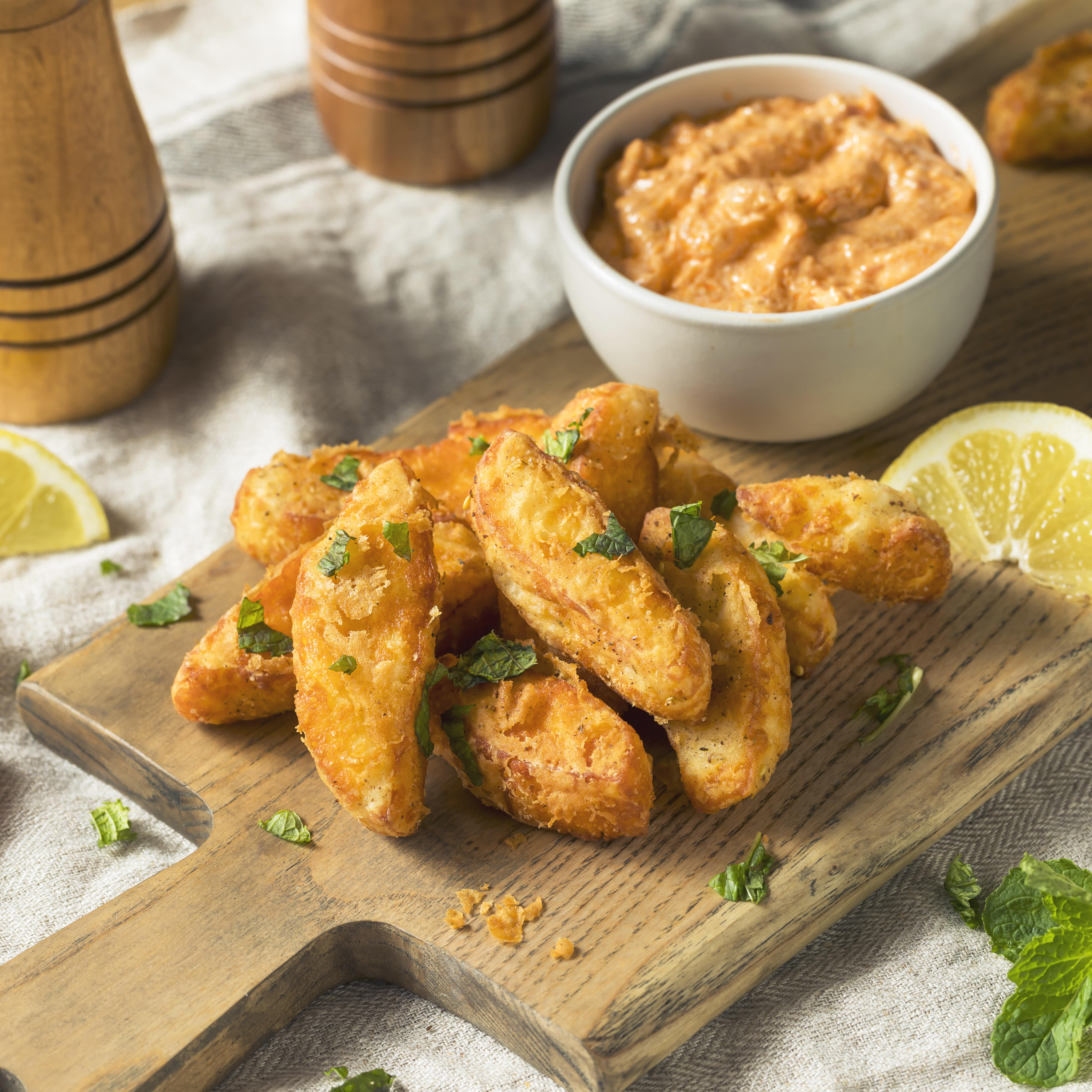 Tiras fritas de halloumi