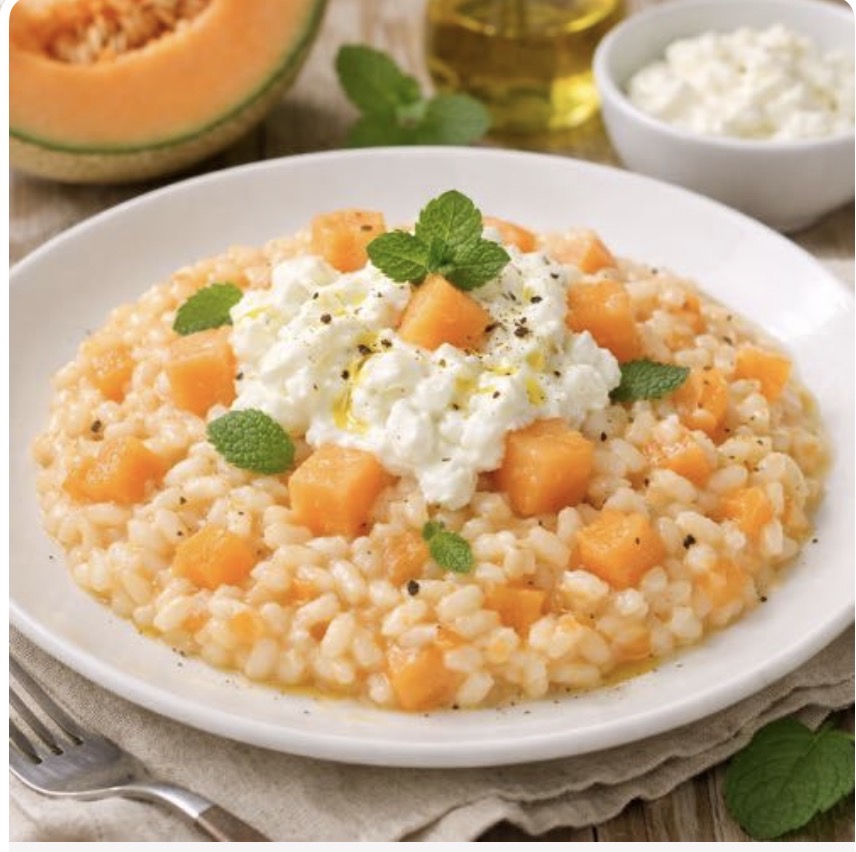 Risotto melone e stracciatella