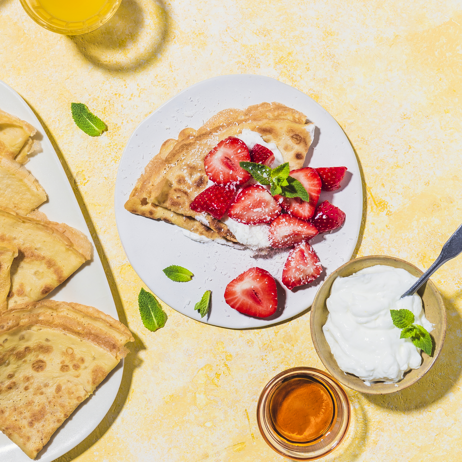 Pancakes de coco y fresa