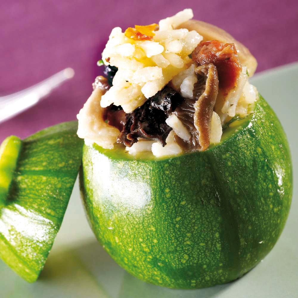 Nocetta di vitello alla mostarda con zucchine ripiene