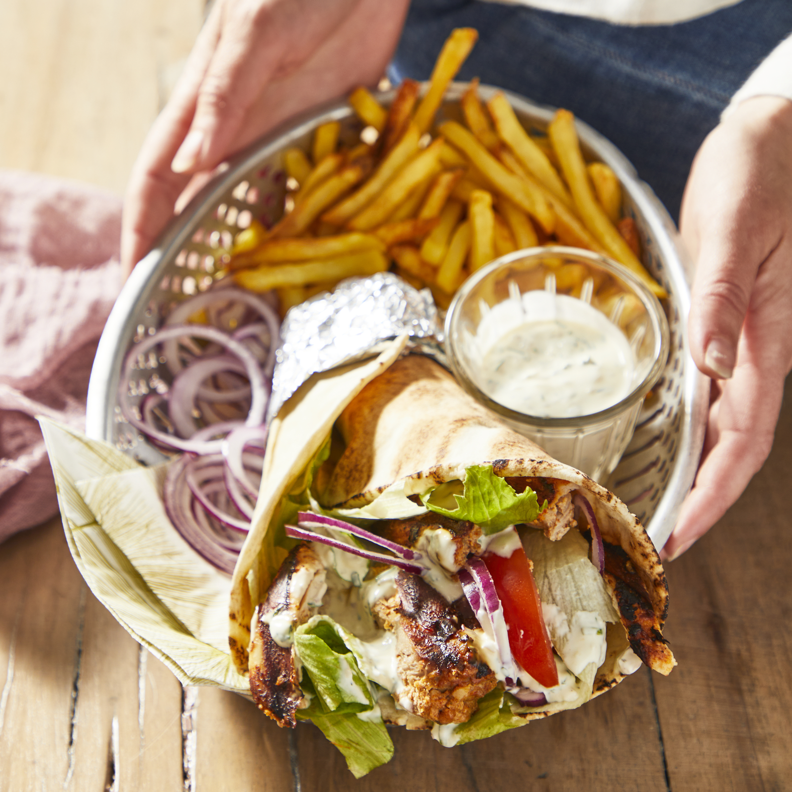 Kip kebab met Libanees brood