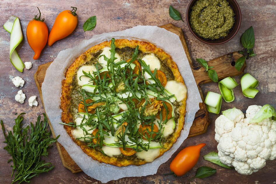 Pizza com massa de couve-flor