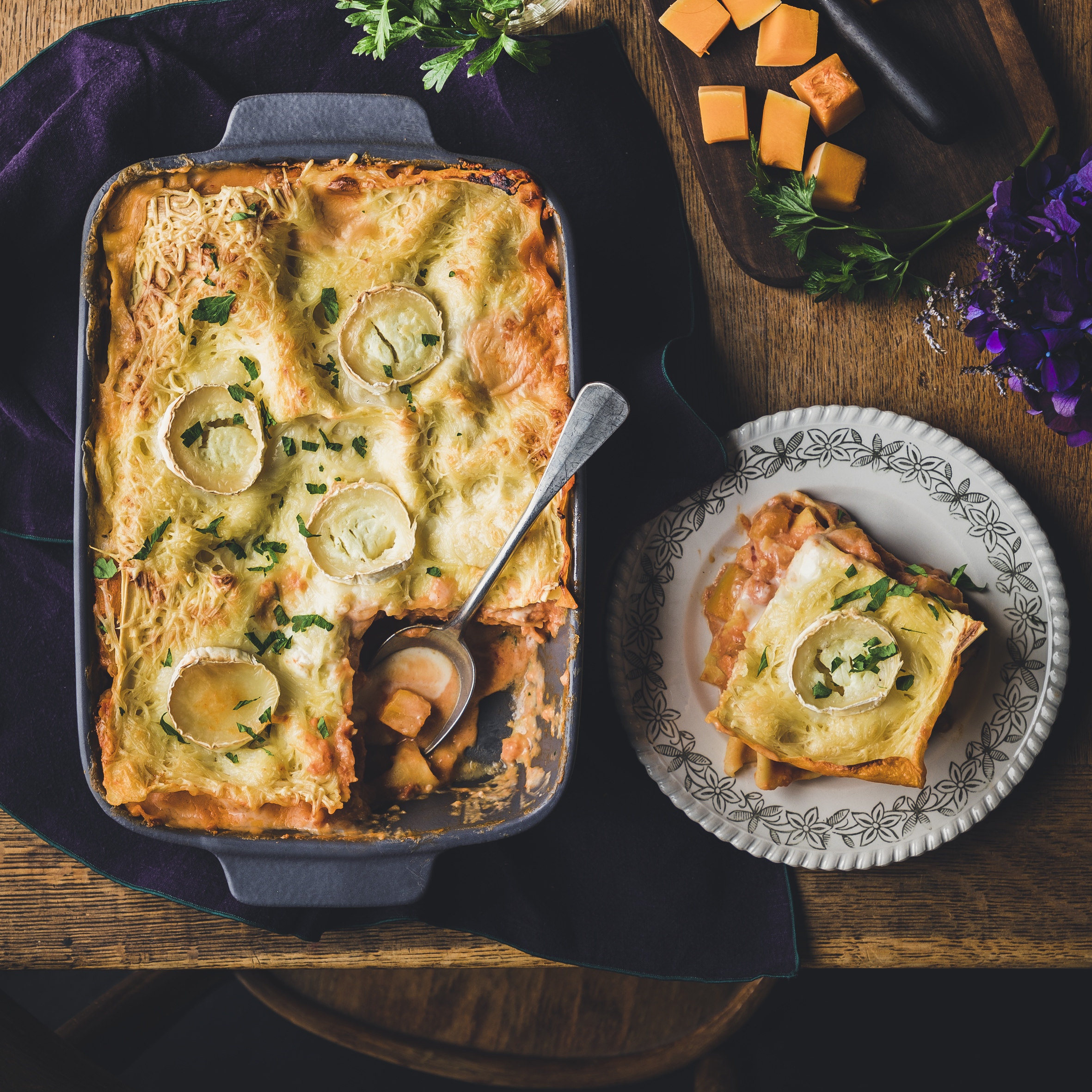 Lasaña de calabaza y queso de cabra