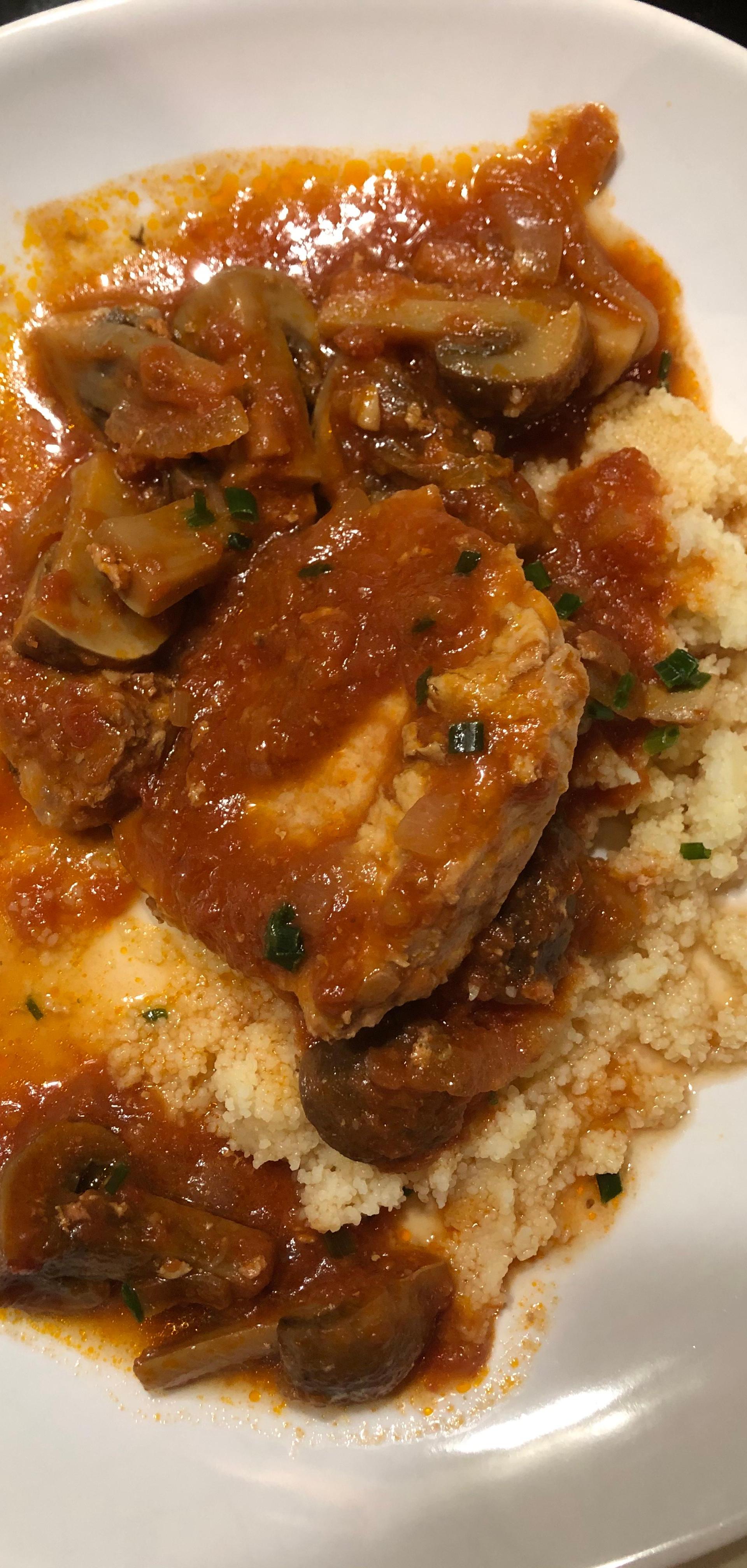 Rôti de porc sauce tomates et champignons Recette Companion XL Moulinex