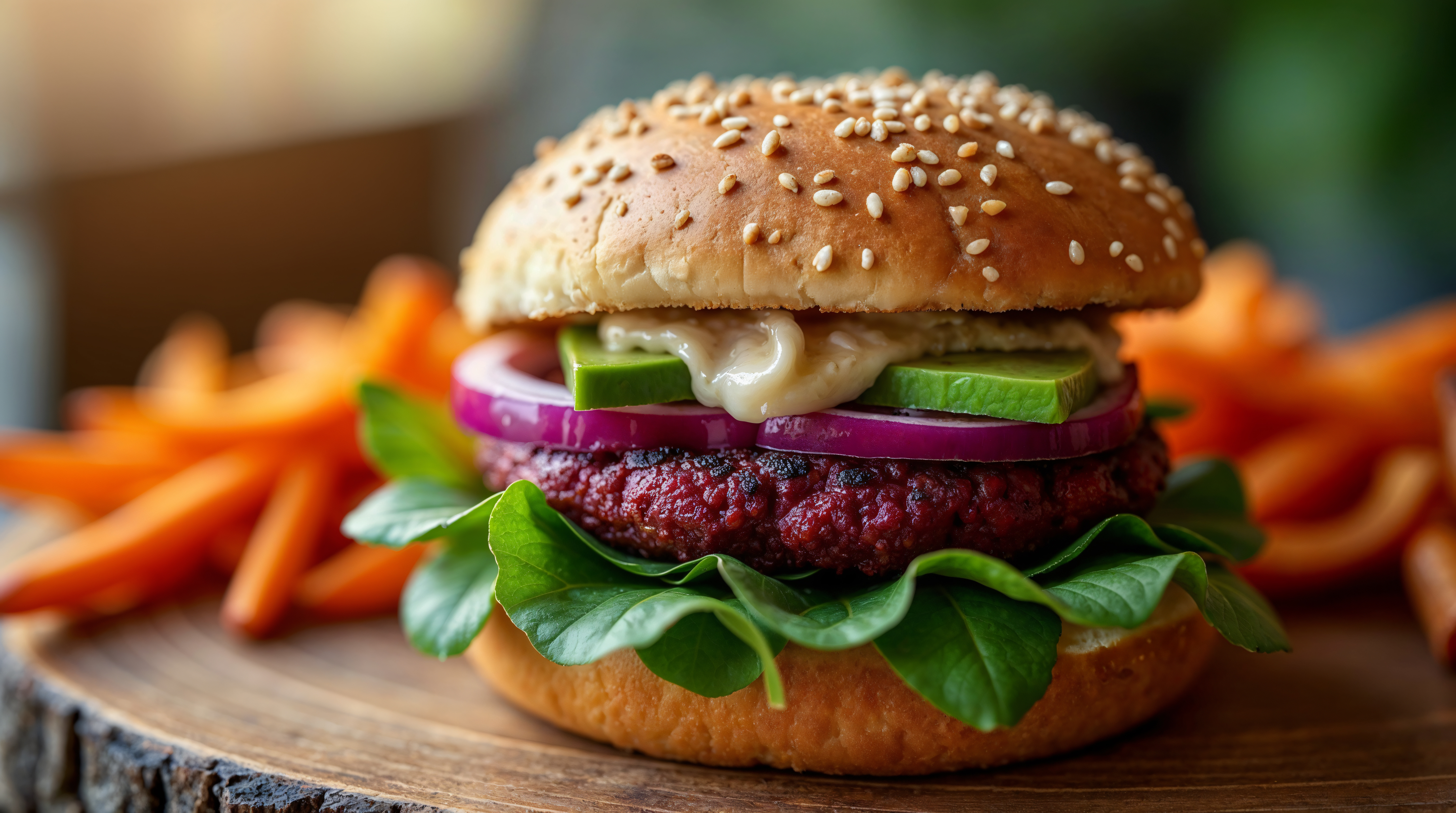 Hamburguesa Vegetal con Aguacate y Salsa de Mostaza