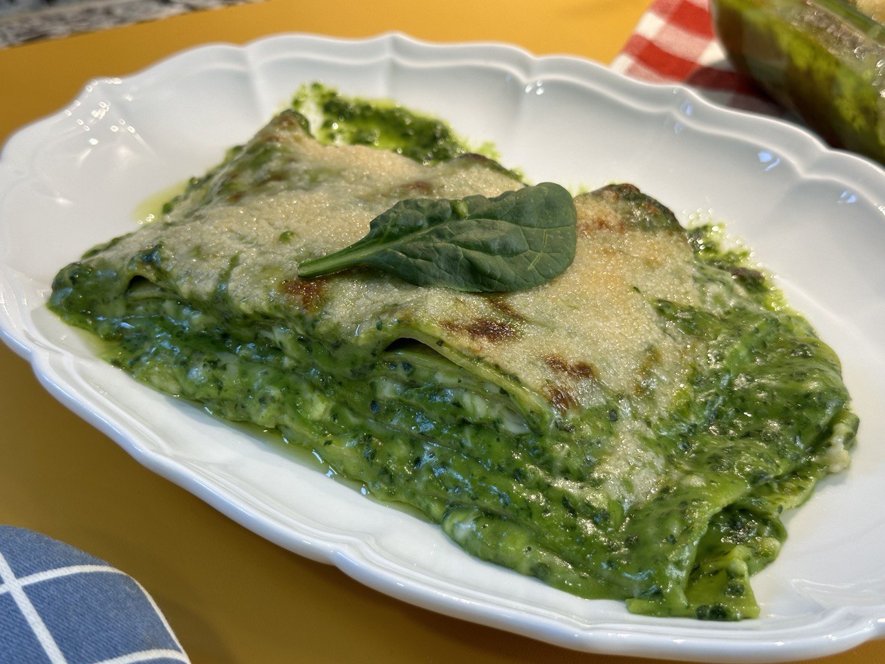 Lasaña de bechamel de espinacas