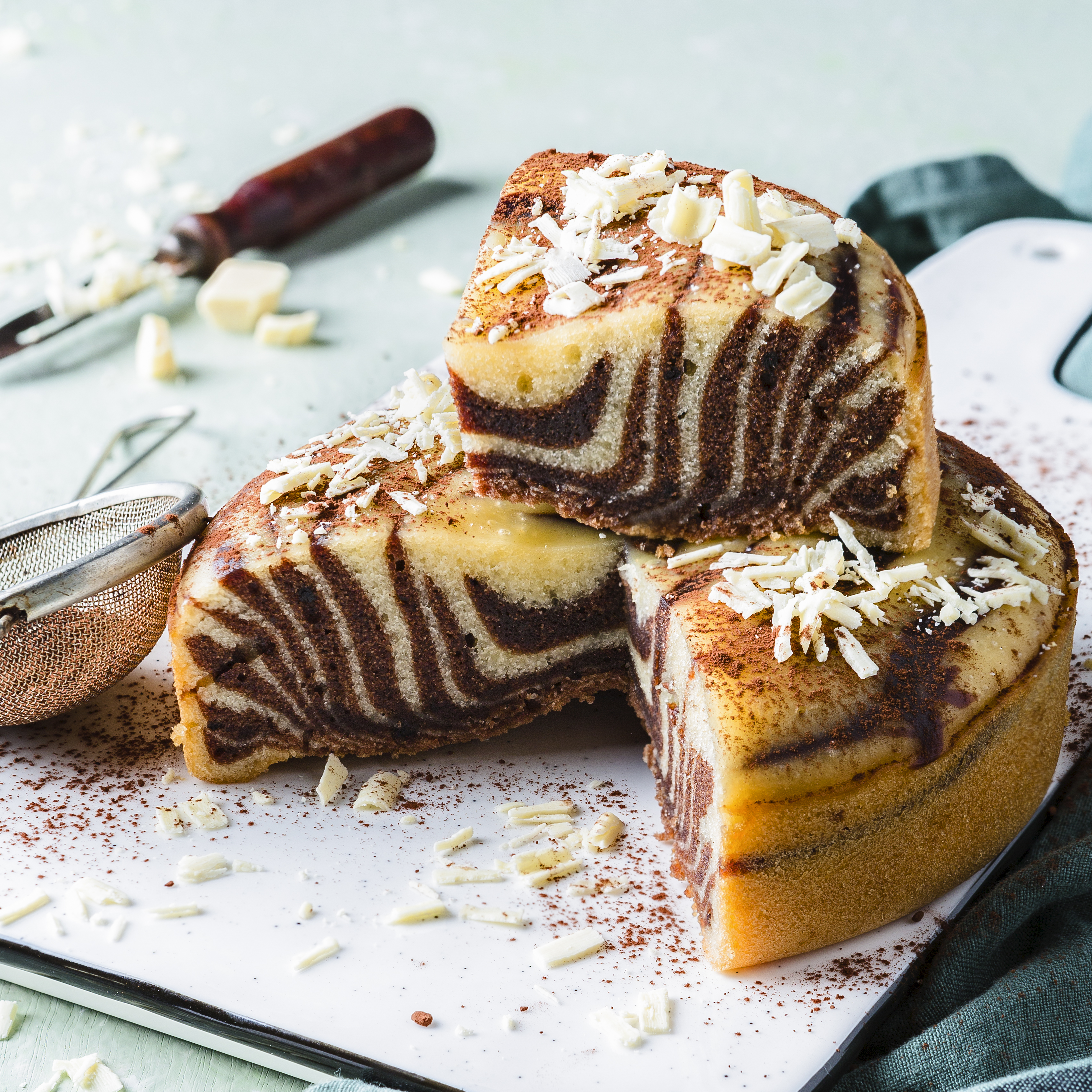 Pastel cebra de vainilla y chocolate