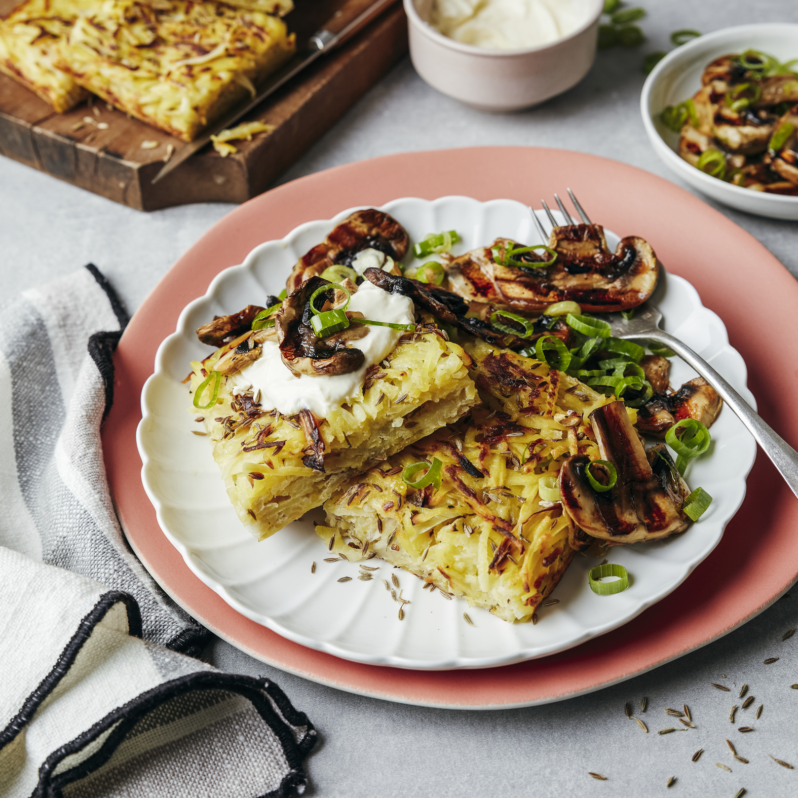 Rösti suizo con champiñones a la plancha
