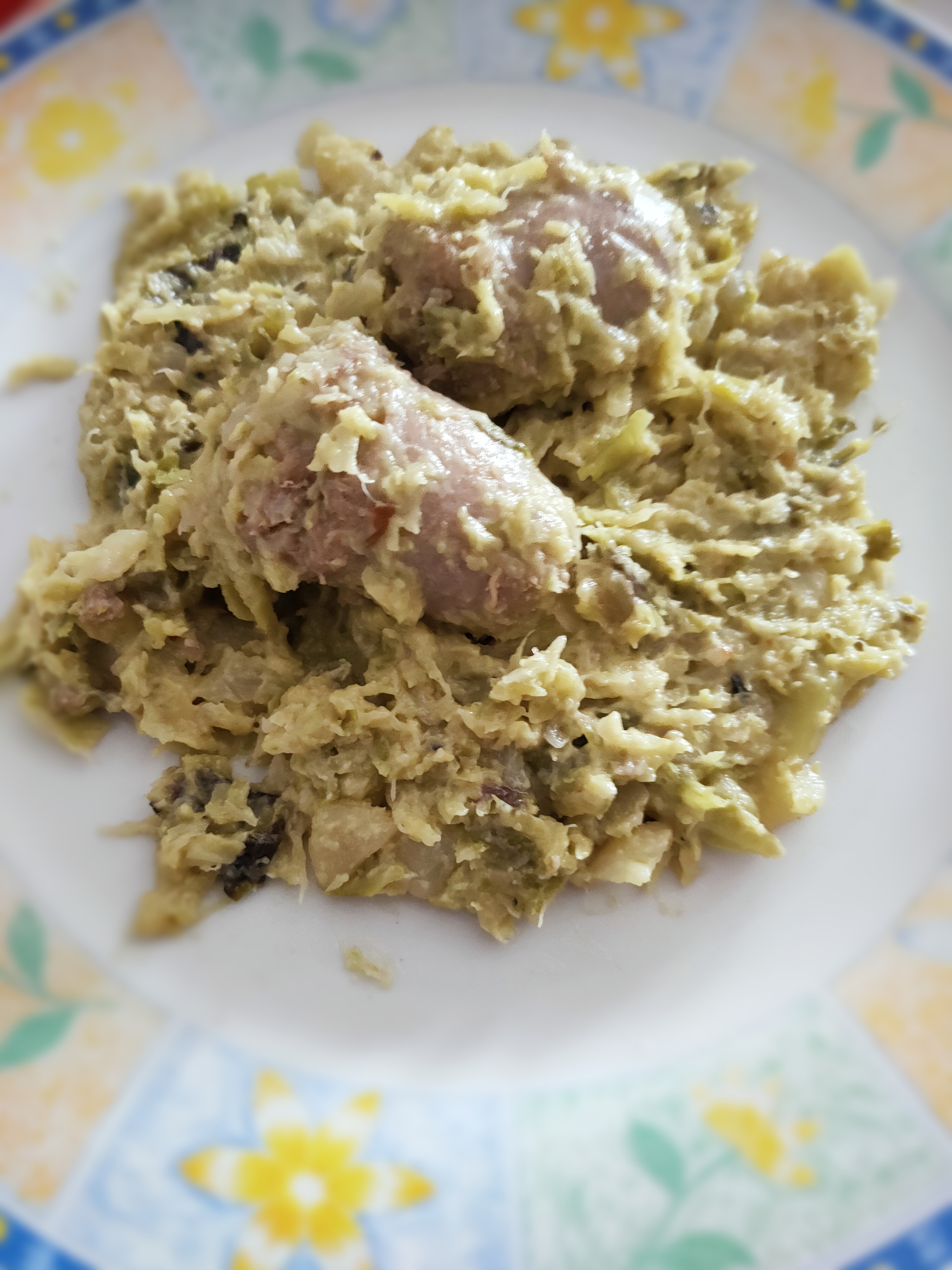 Verza stufata con salsiccia
