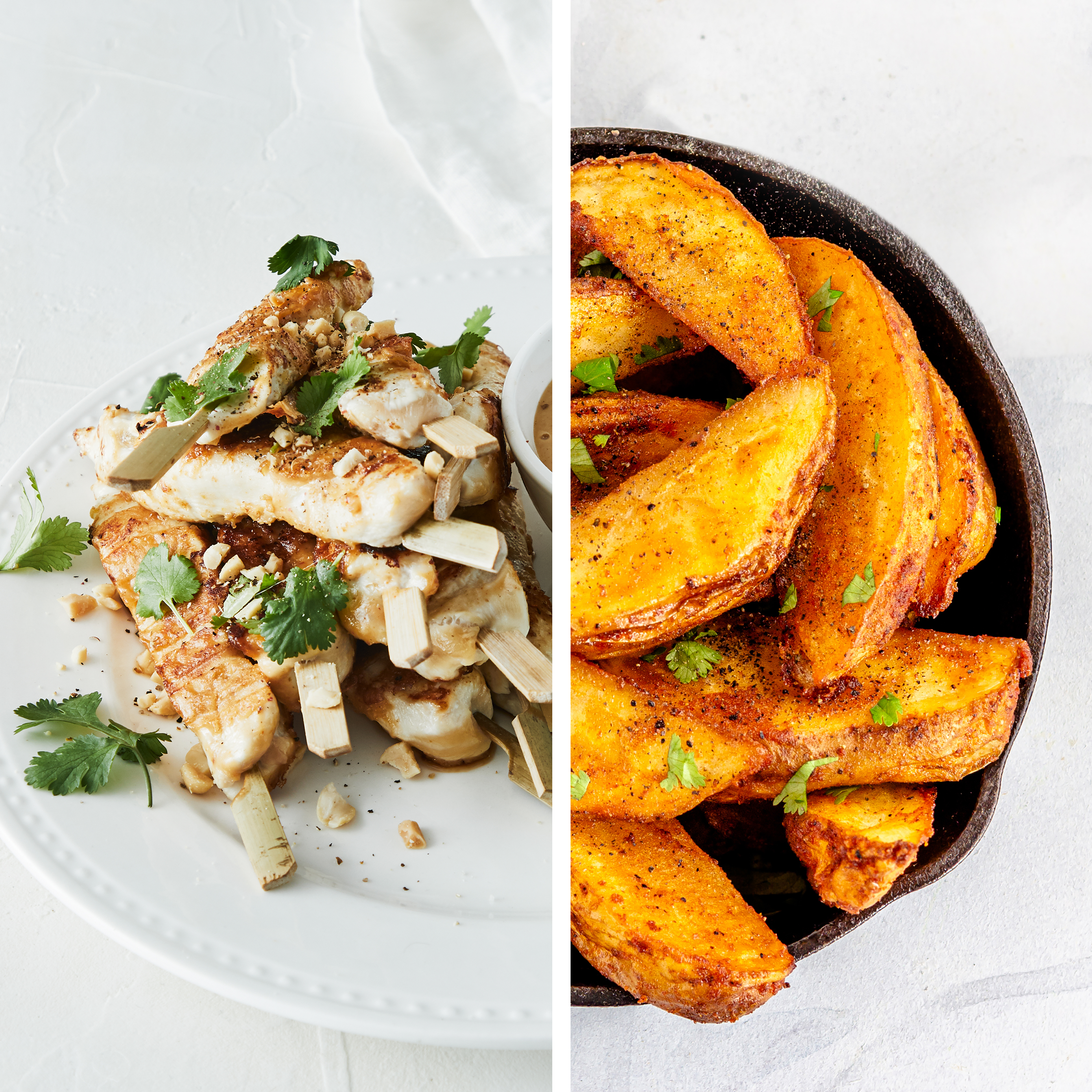 Espetadas de frango e batata-doce