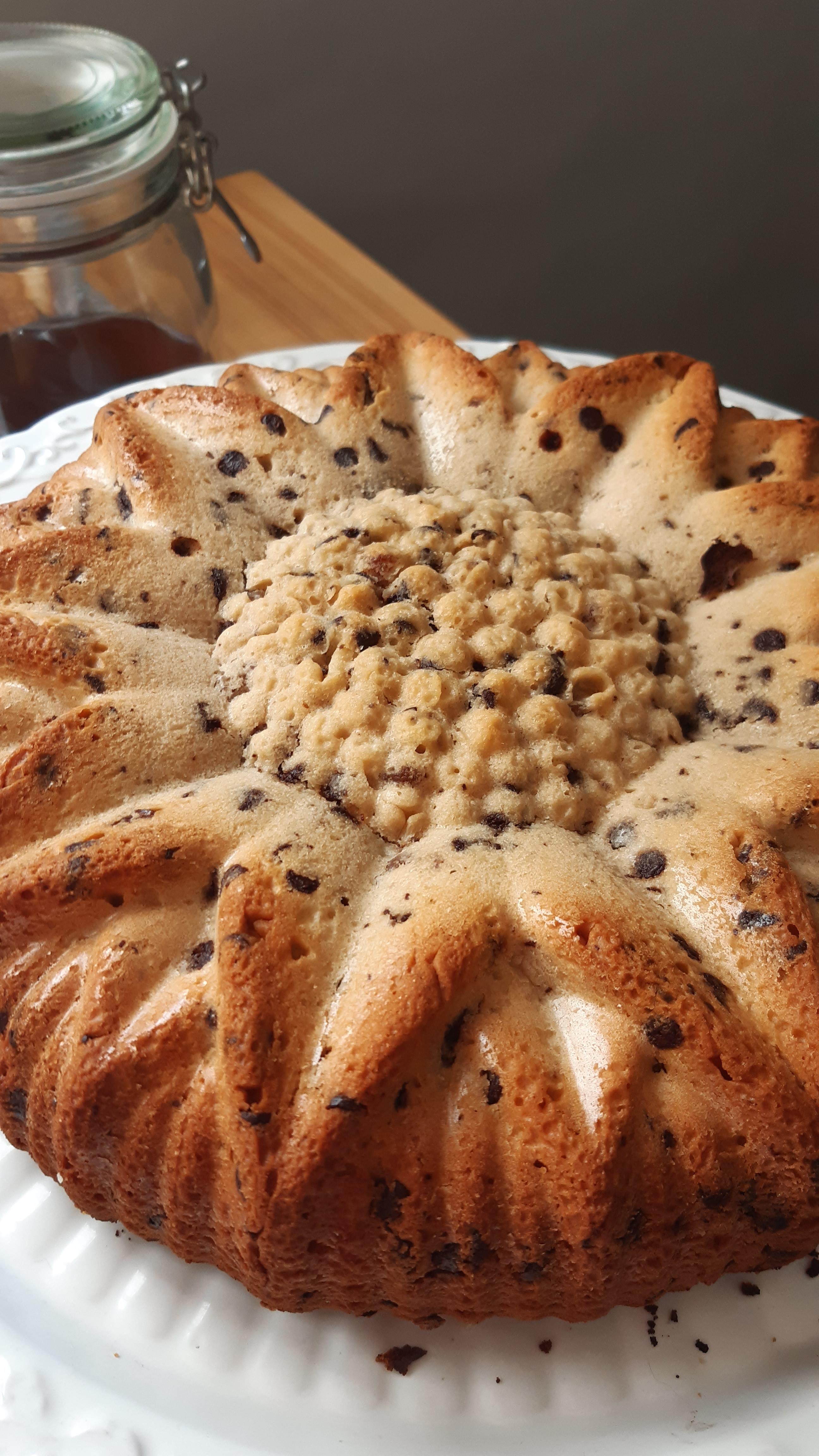 Torta soffice con gocce di cioccolato e uvetta