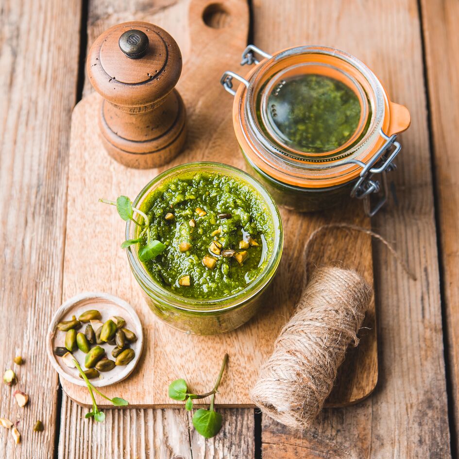 Pesto de agrião e pistachio