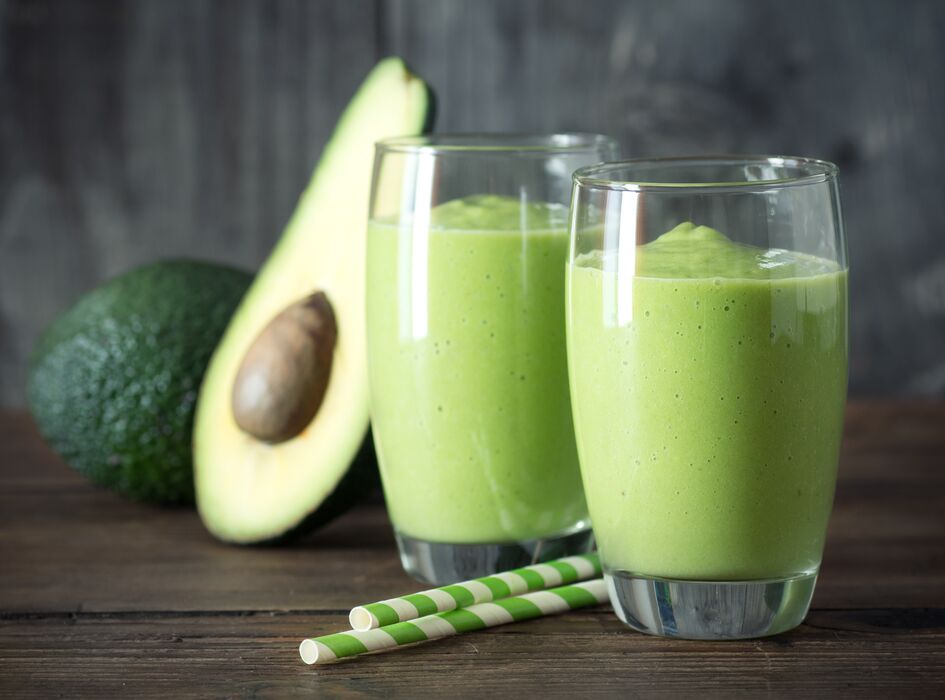 Crema de coco con aguacate y plátano