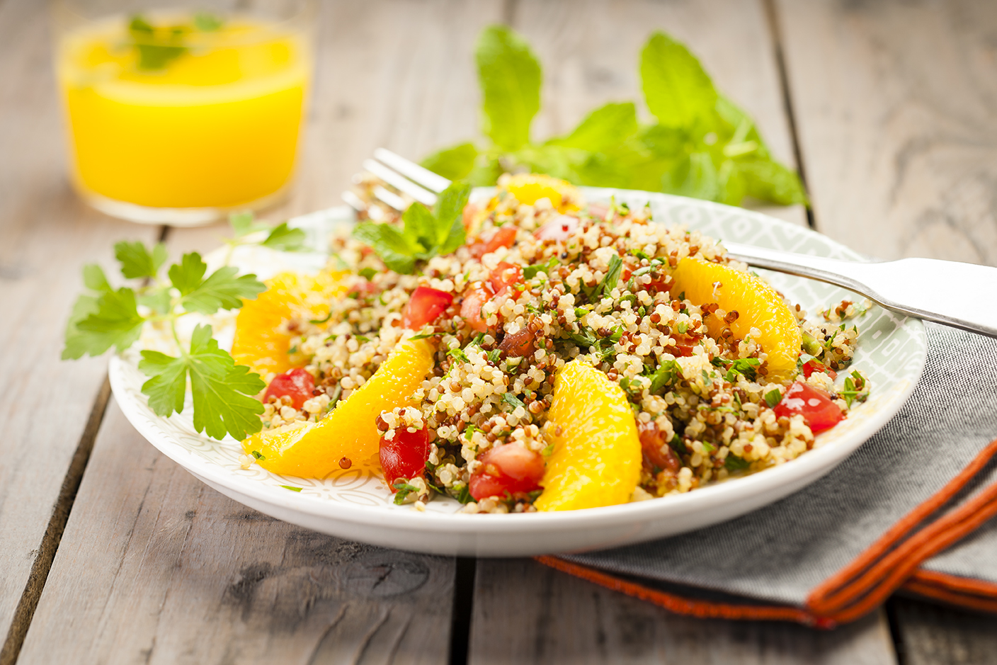 Tabbouleh di quinoa all'arancia