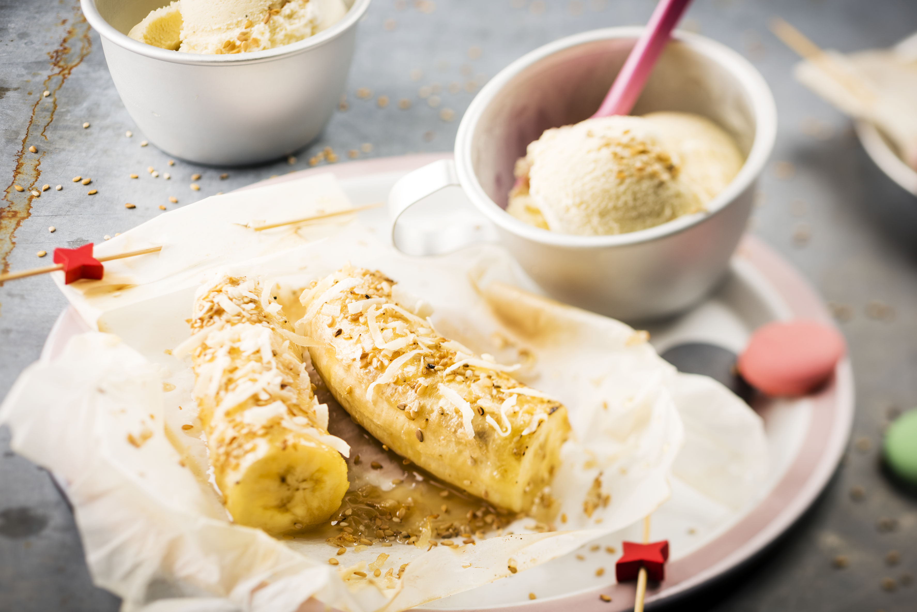 Papillotes plátano sésamo