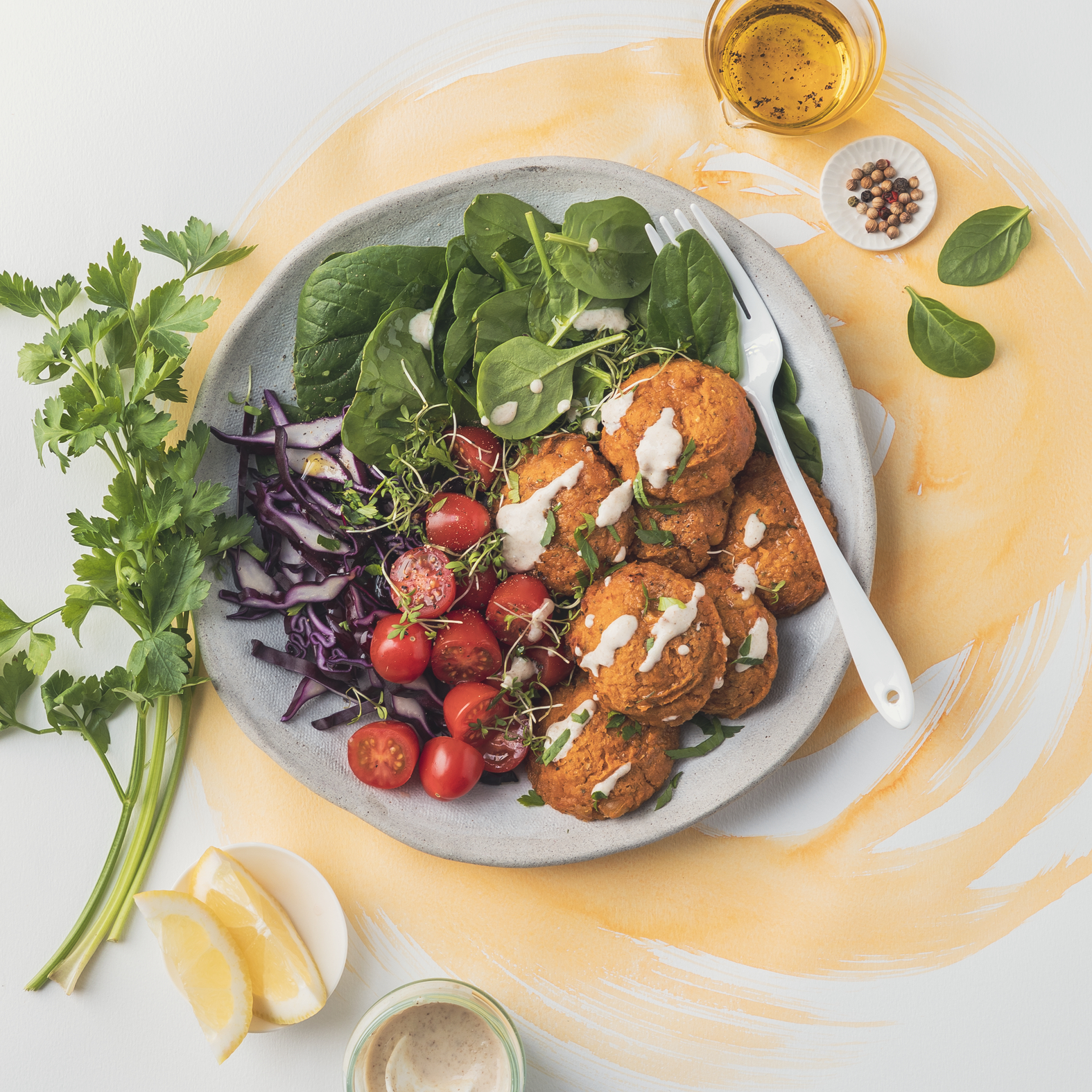 Falafels de batata con salsa tahini