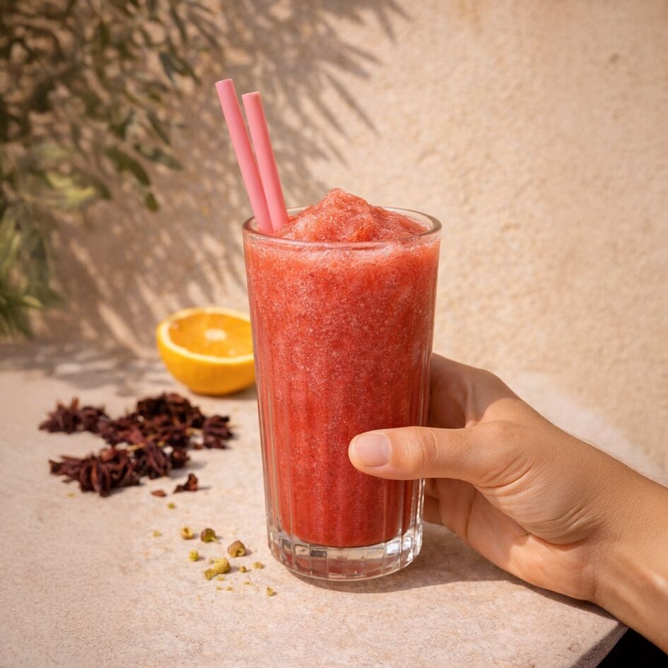 Granizado de hibisco y naranja