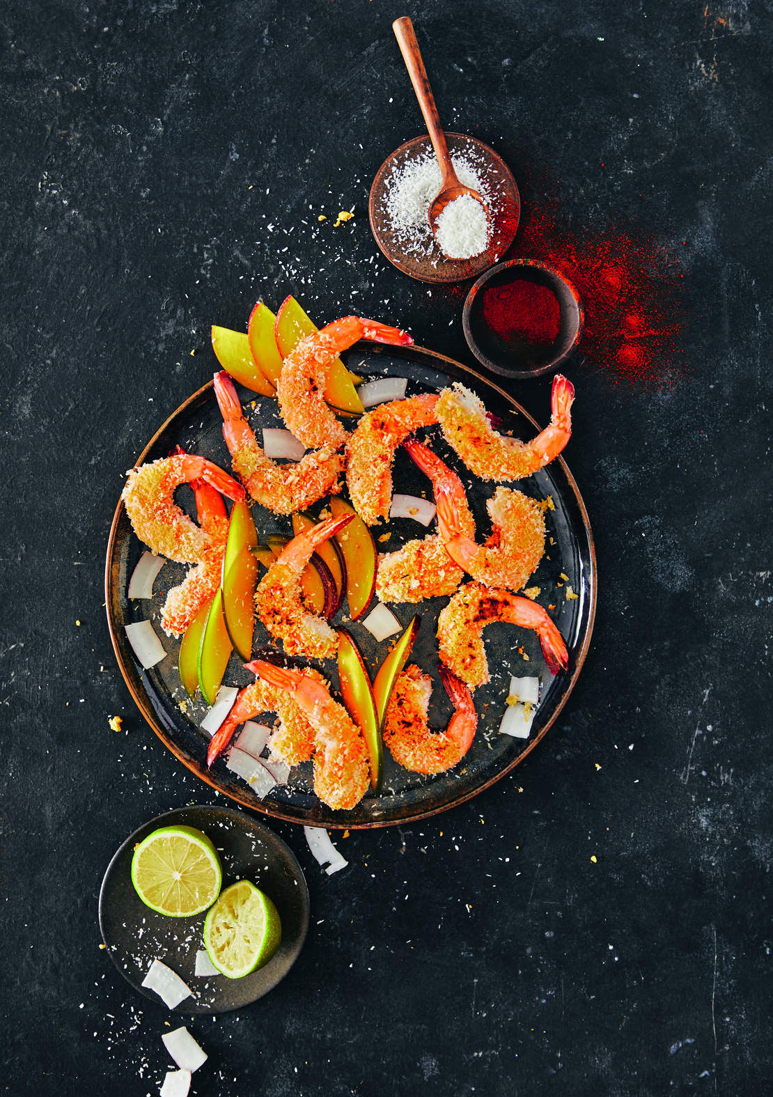 Langostinos empanados con coco