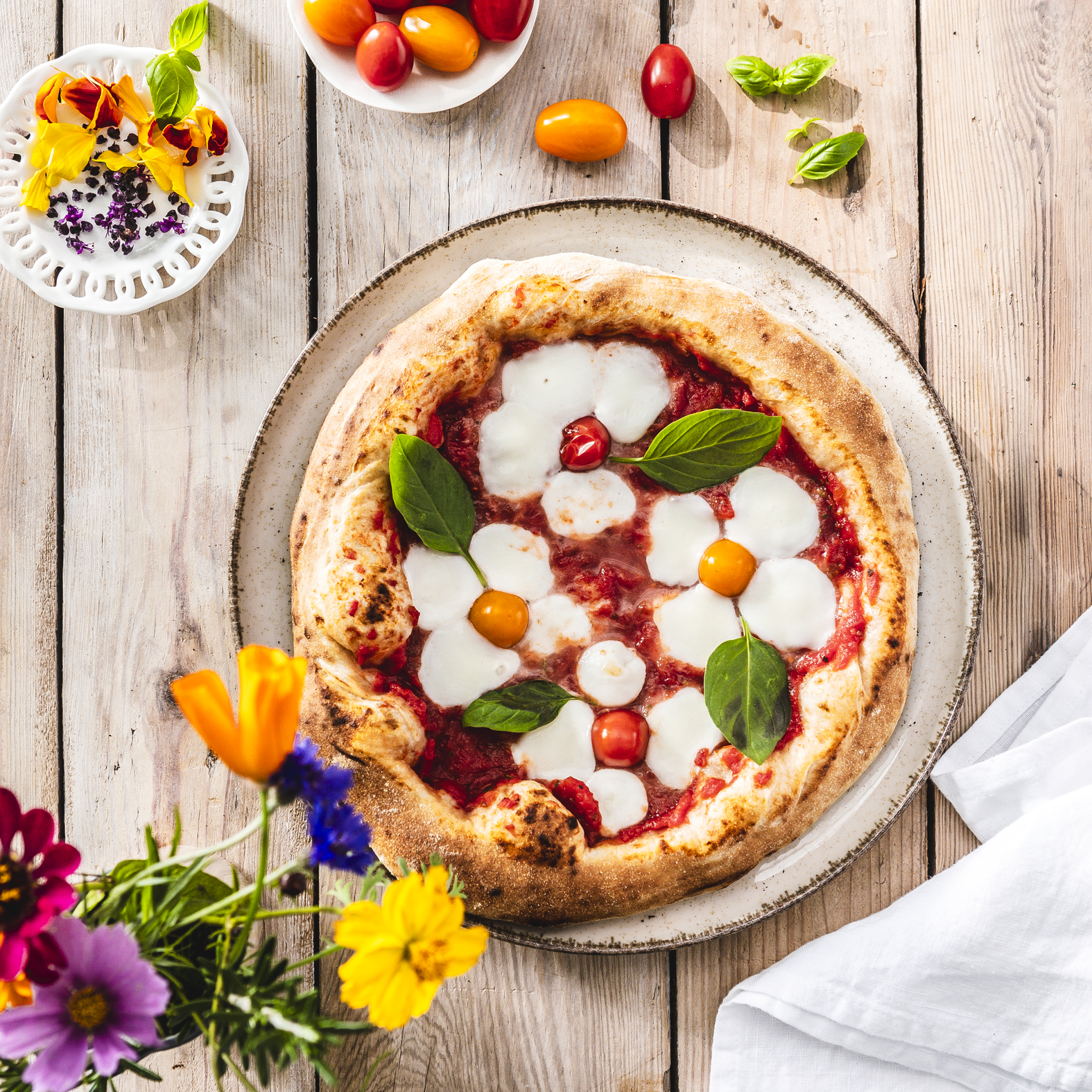 Gemüse Blumen Pizza