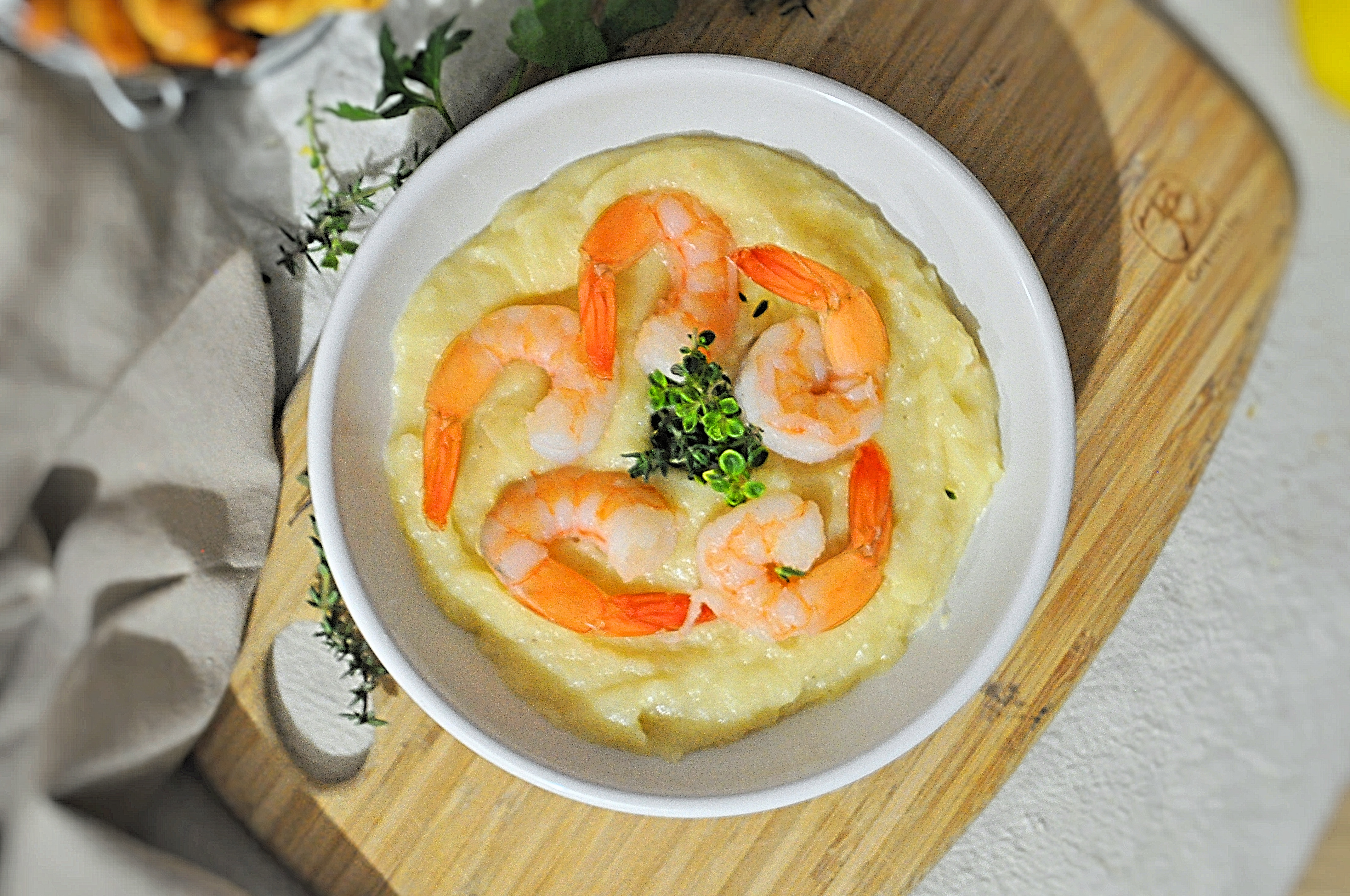 Crema di cannellini e gamberi
