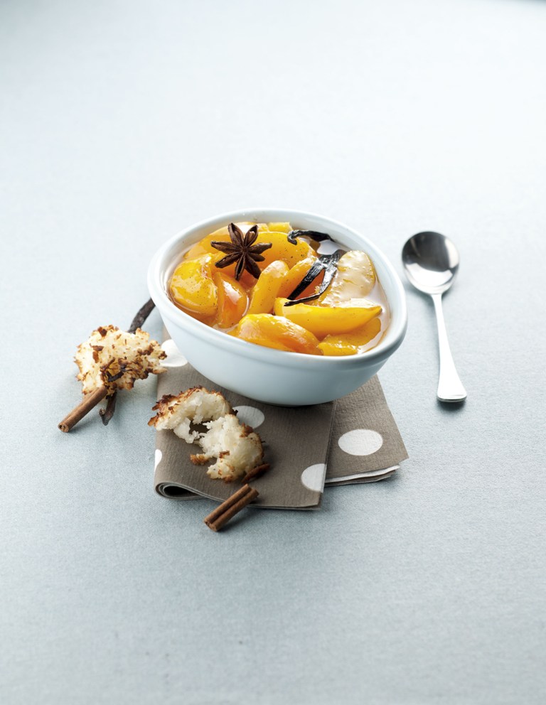 Kokosmakronen mit Pfirsichen