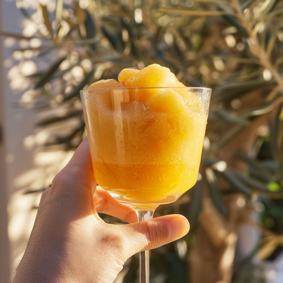 Cóctel de ron con mango congelado