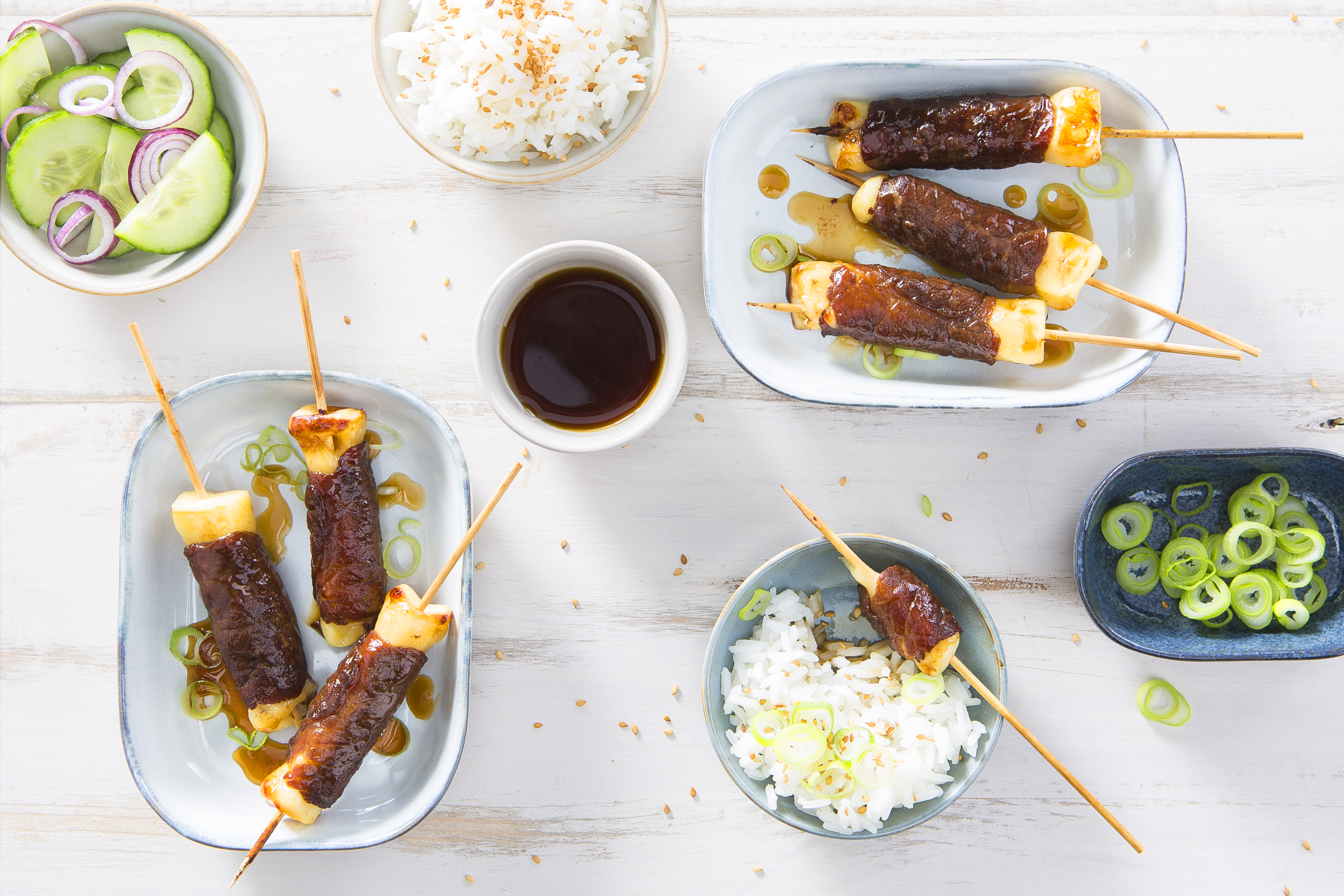 Rindfleischspieße in Teriyaki-Soße