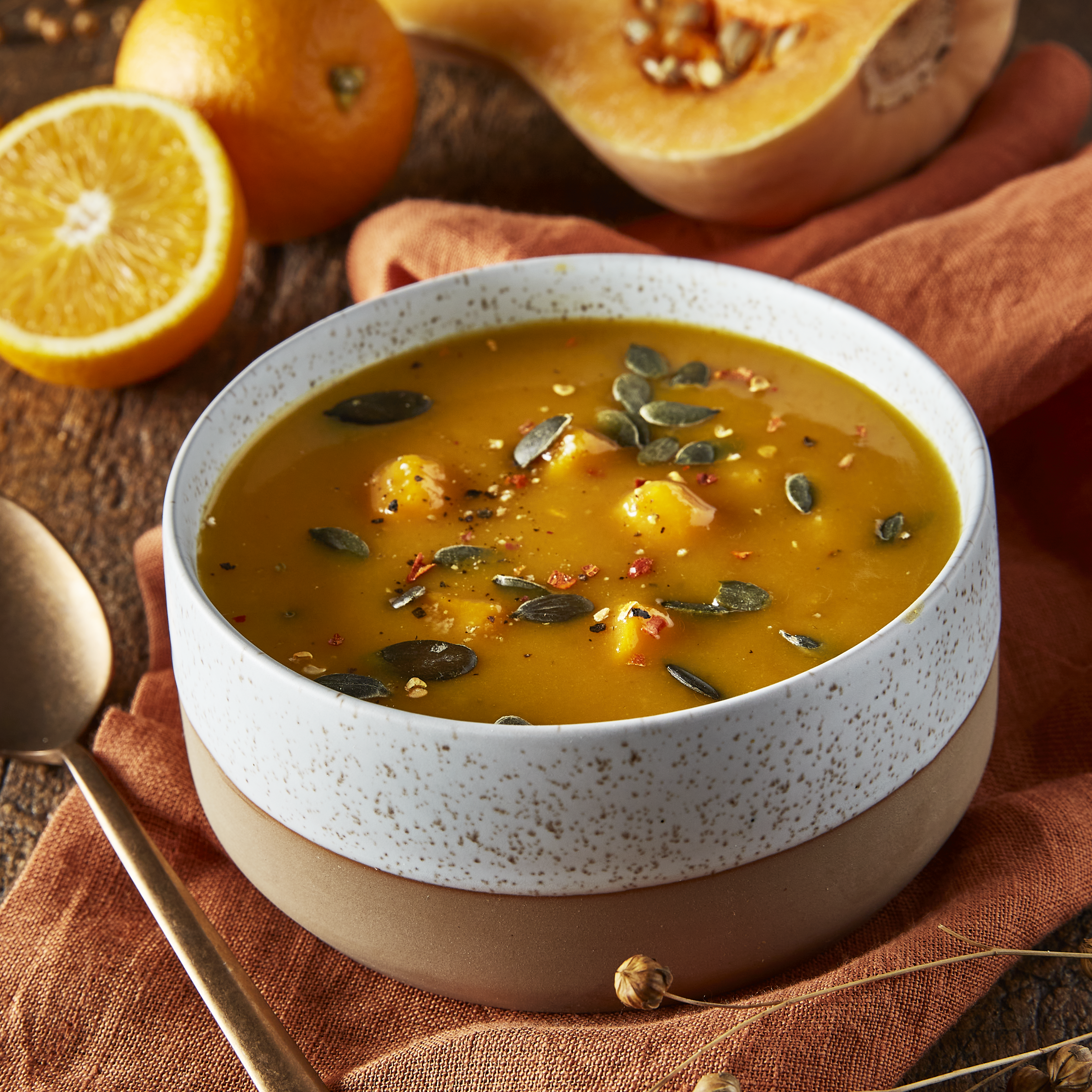 Crema de calabaza con naranja