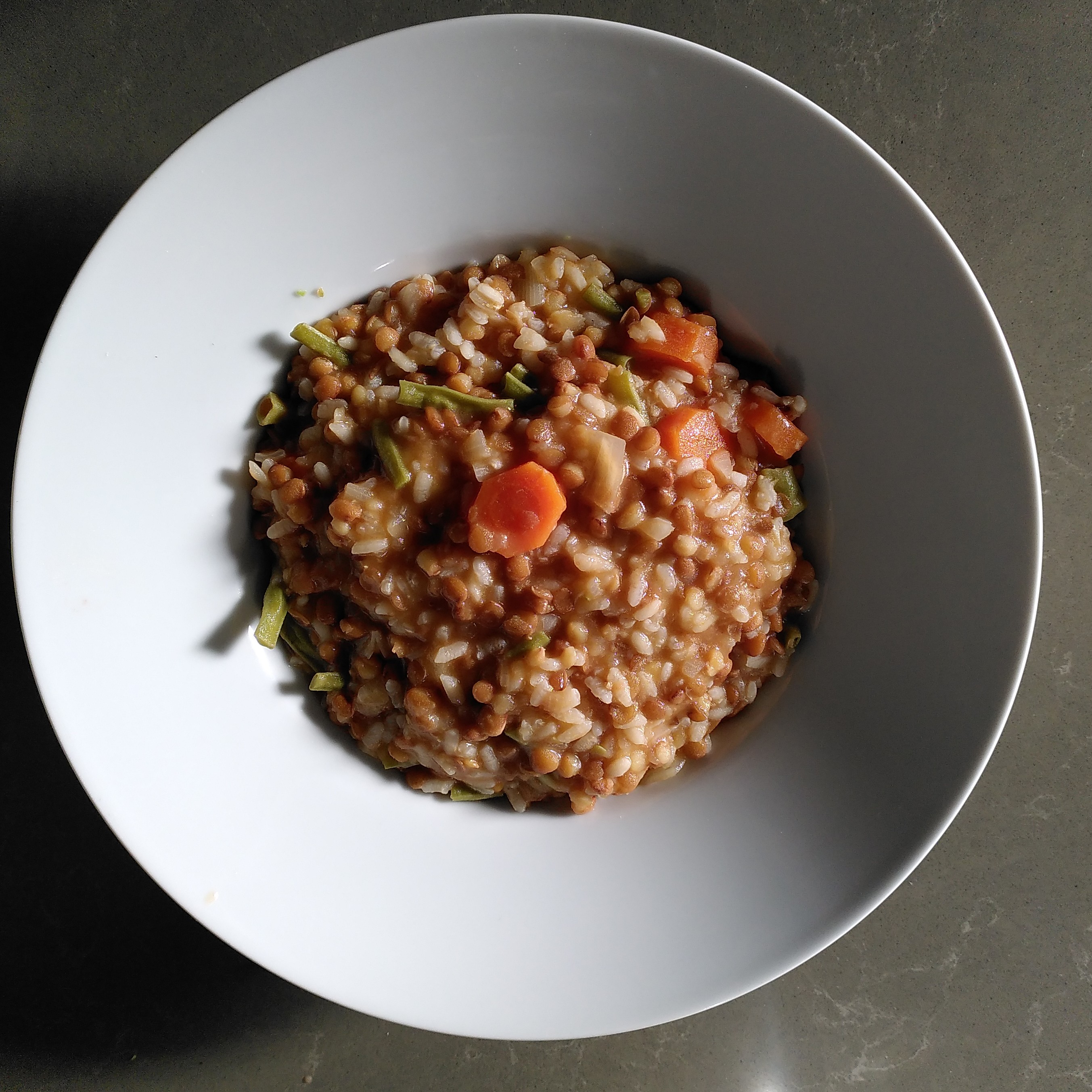Lentejas con arroz y judias verdes