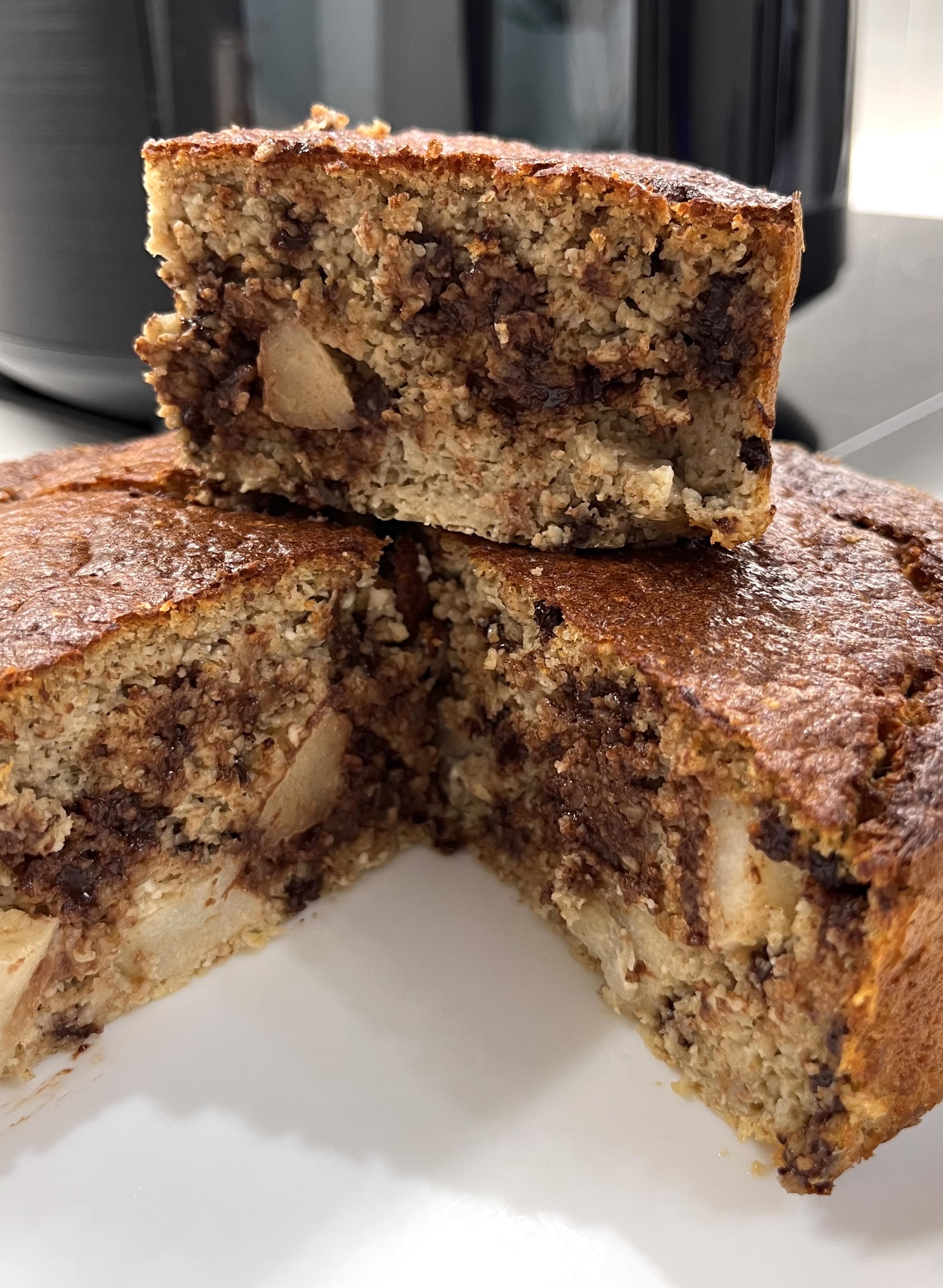Torta avena cioccolato e pere senza glutine, zucchero e grassi