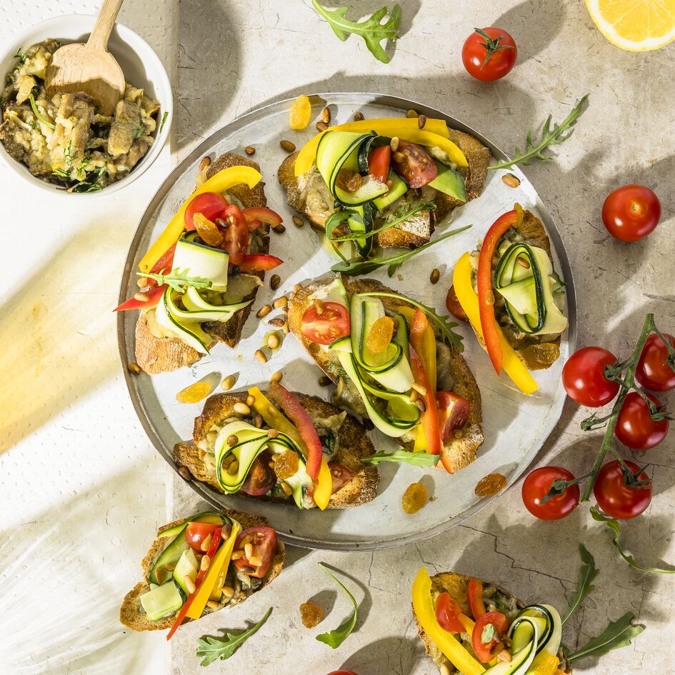 Groententartines met aubergine