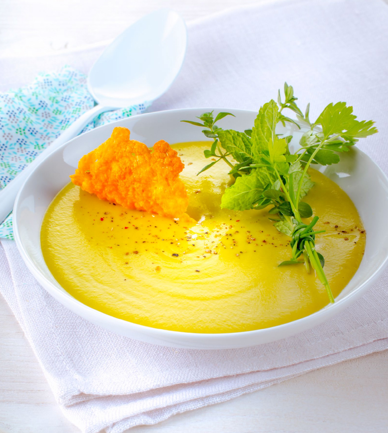Crema de habas con bouquet de hierbas