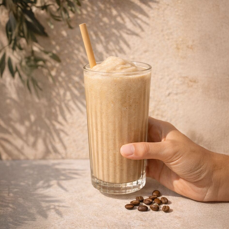 Milkshake proteico al caffè ghiacciato