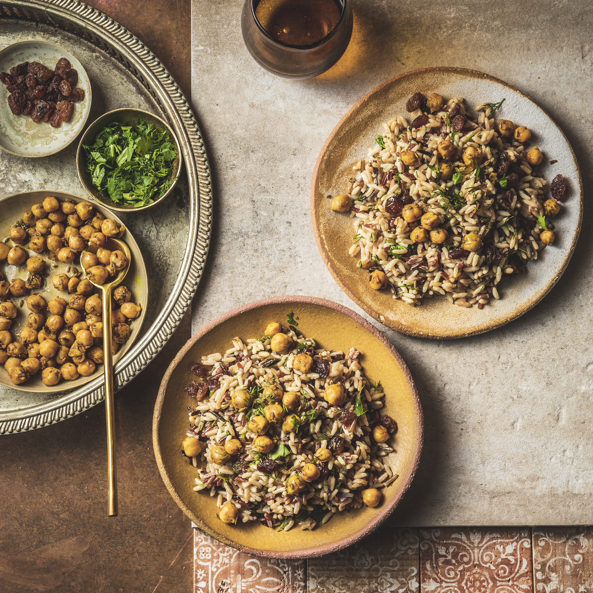 Arroz con garbanzos especiados