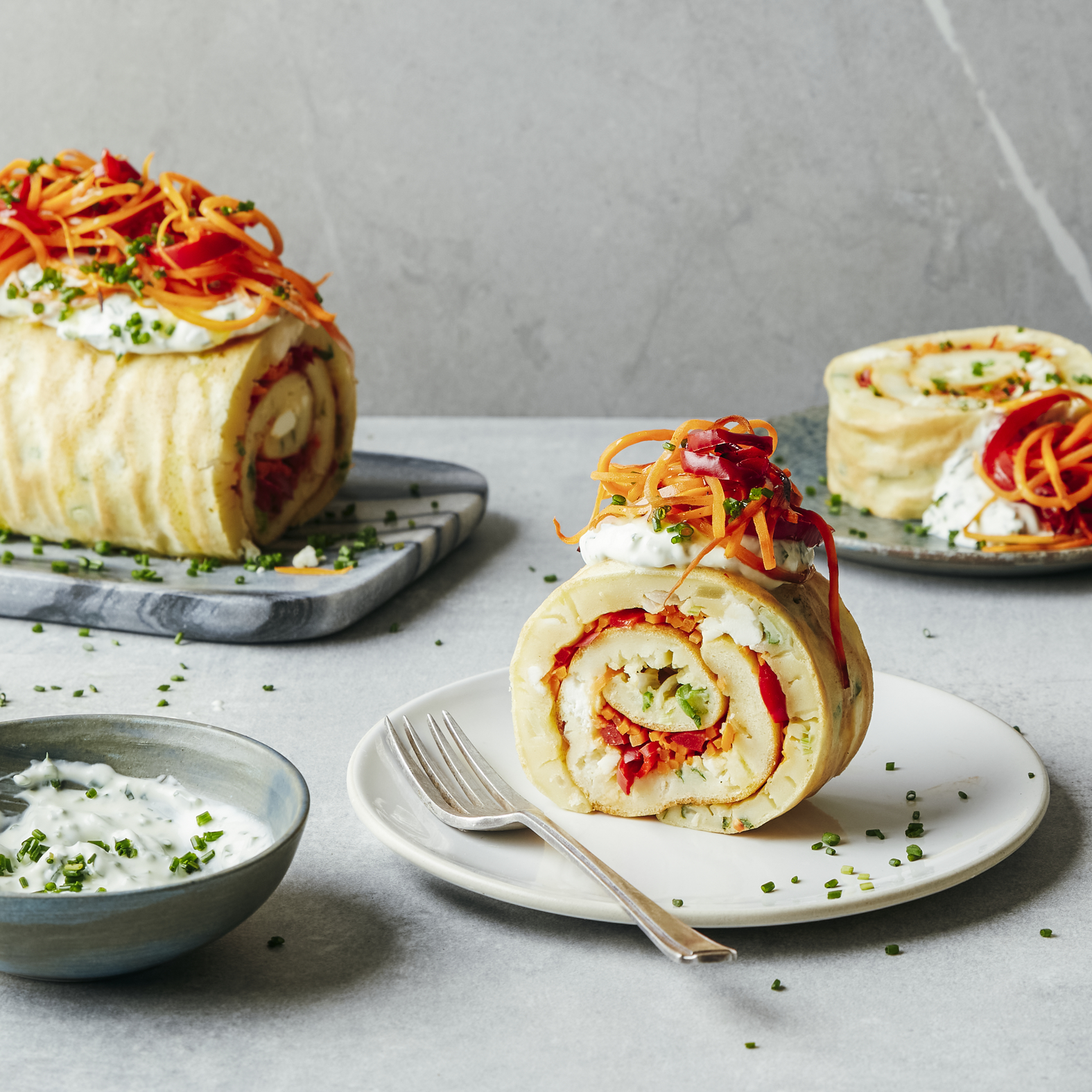Pfannkuchen met groenten en feta