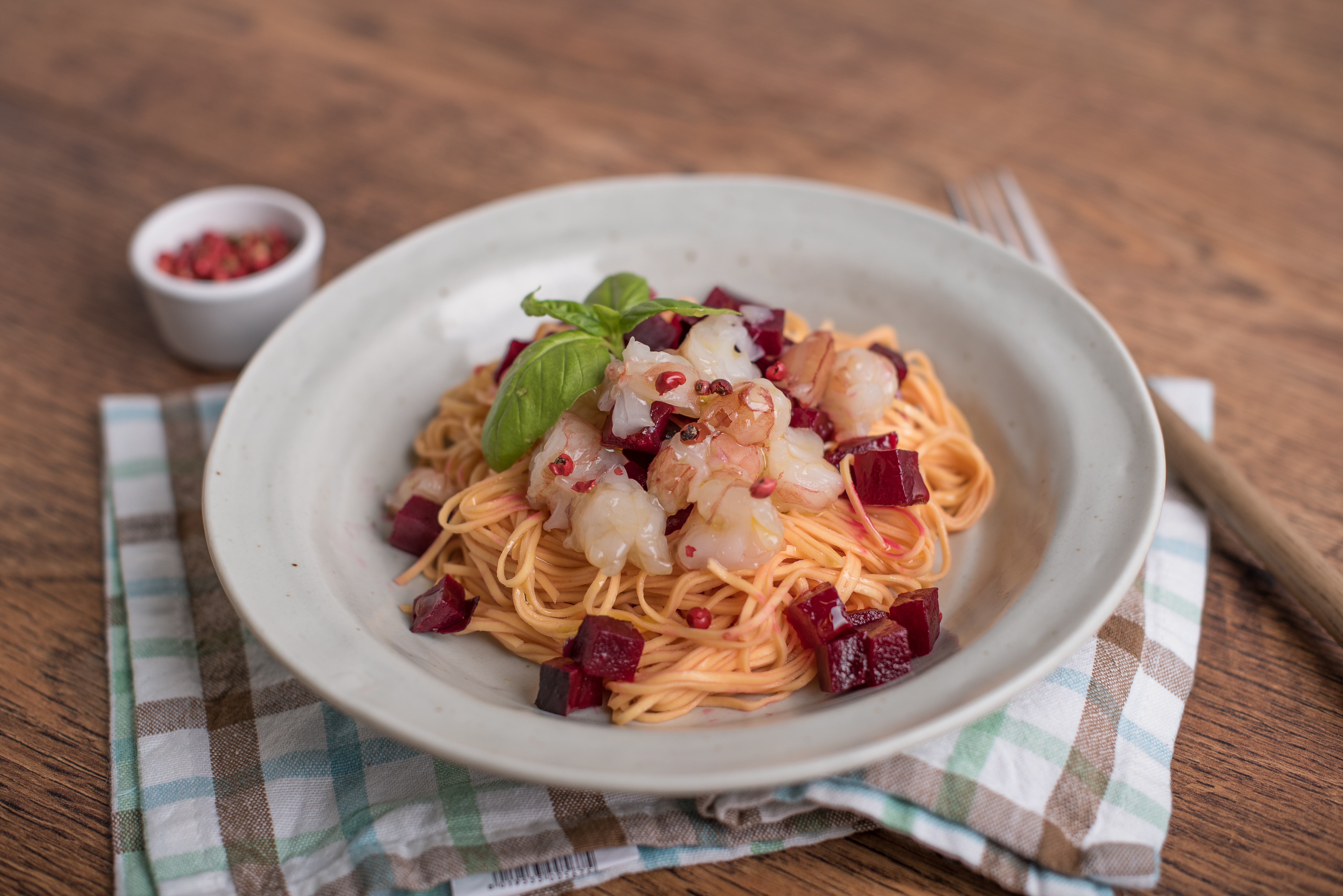 Tagliolini al crudo di gamberi