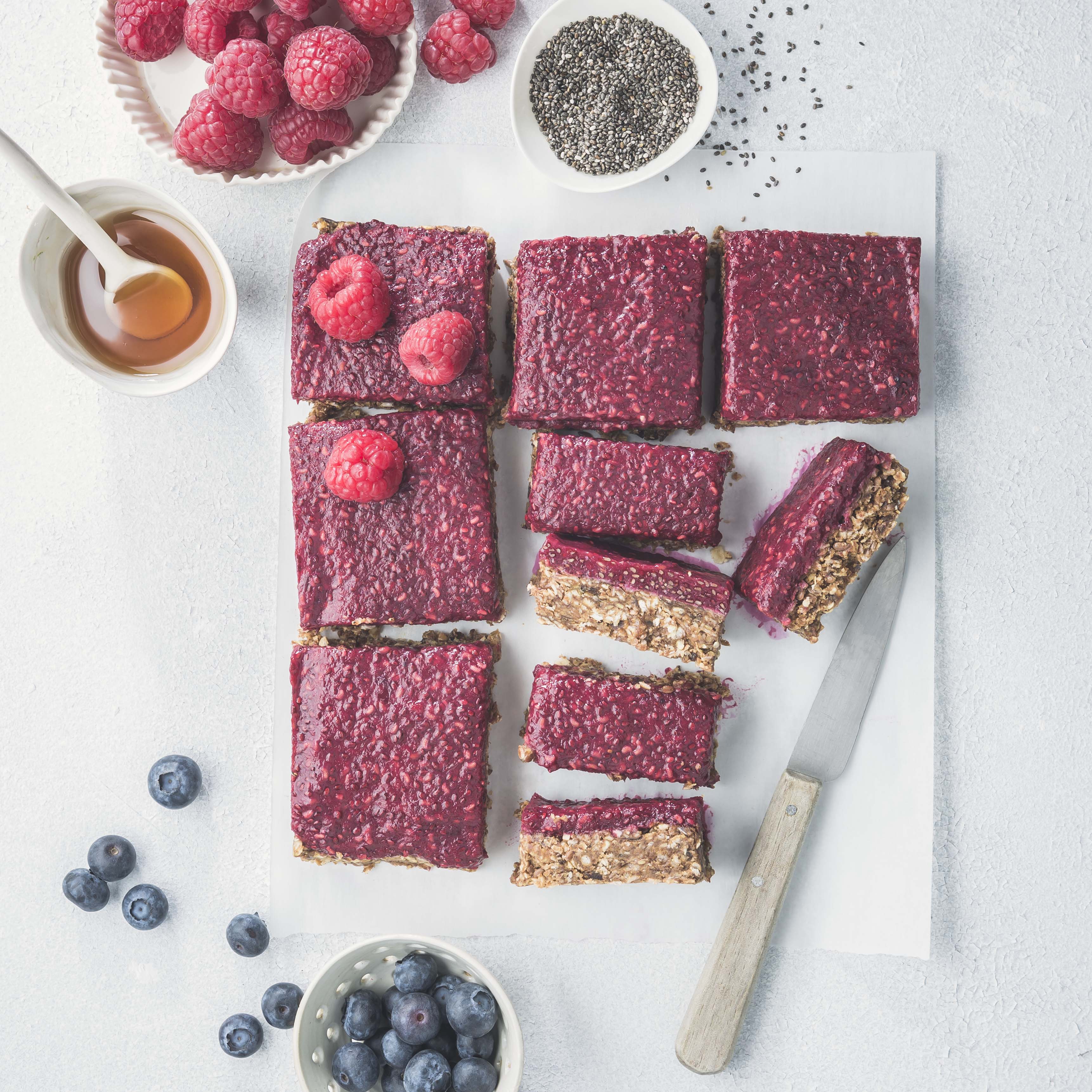 Barritas de almendras con mermelada y chía