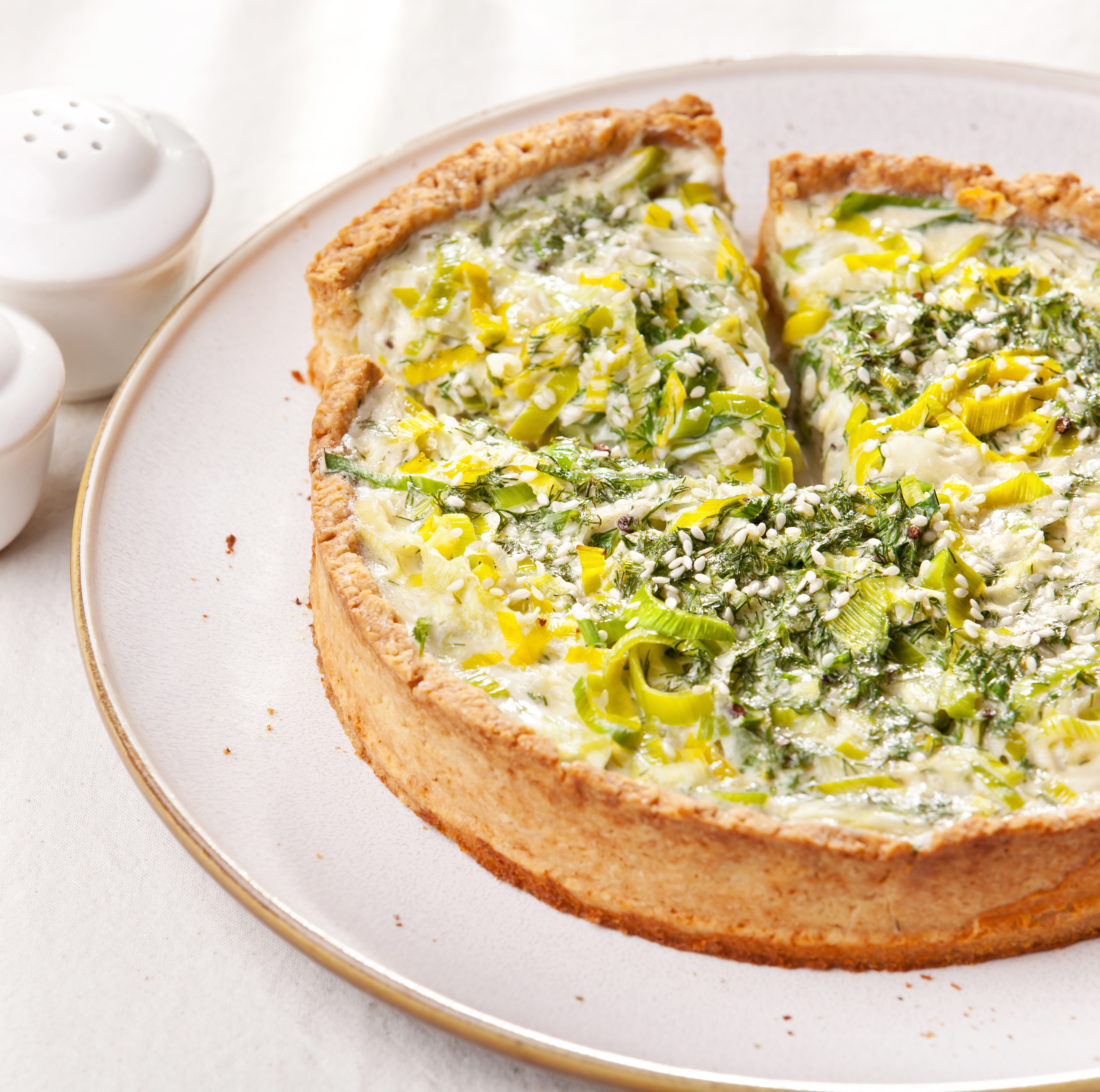 Quiche de alho-francês e caril que se derrete na boca