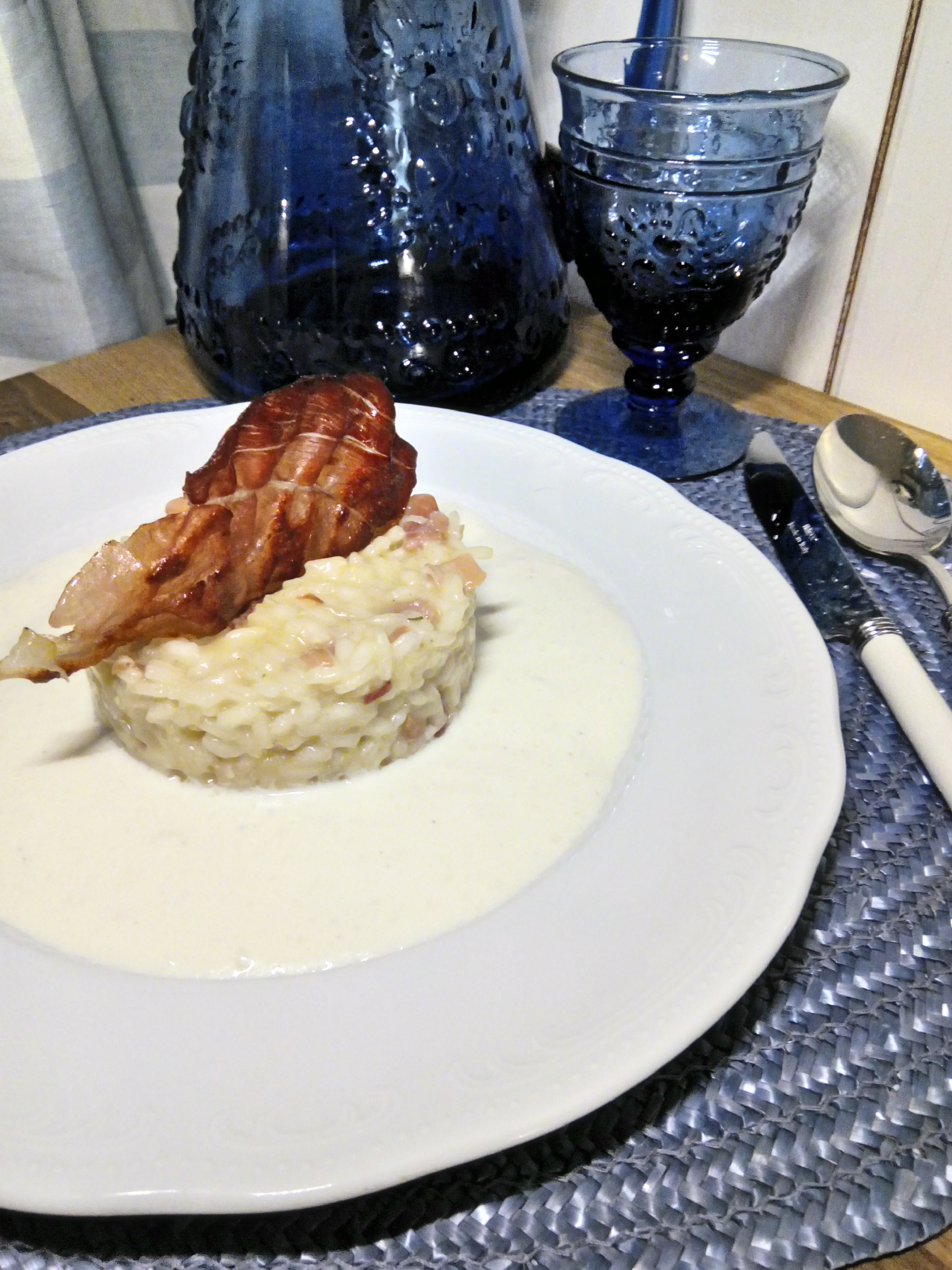 Risotto allo Speck , su fonduta di Brie