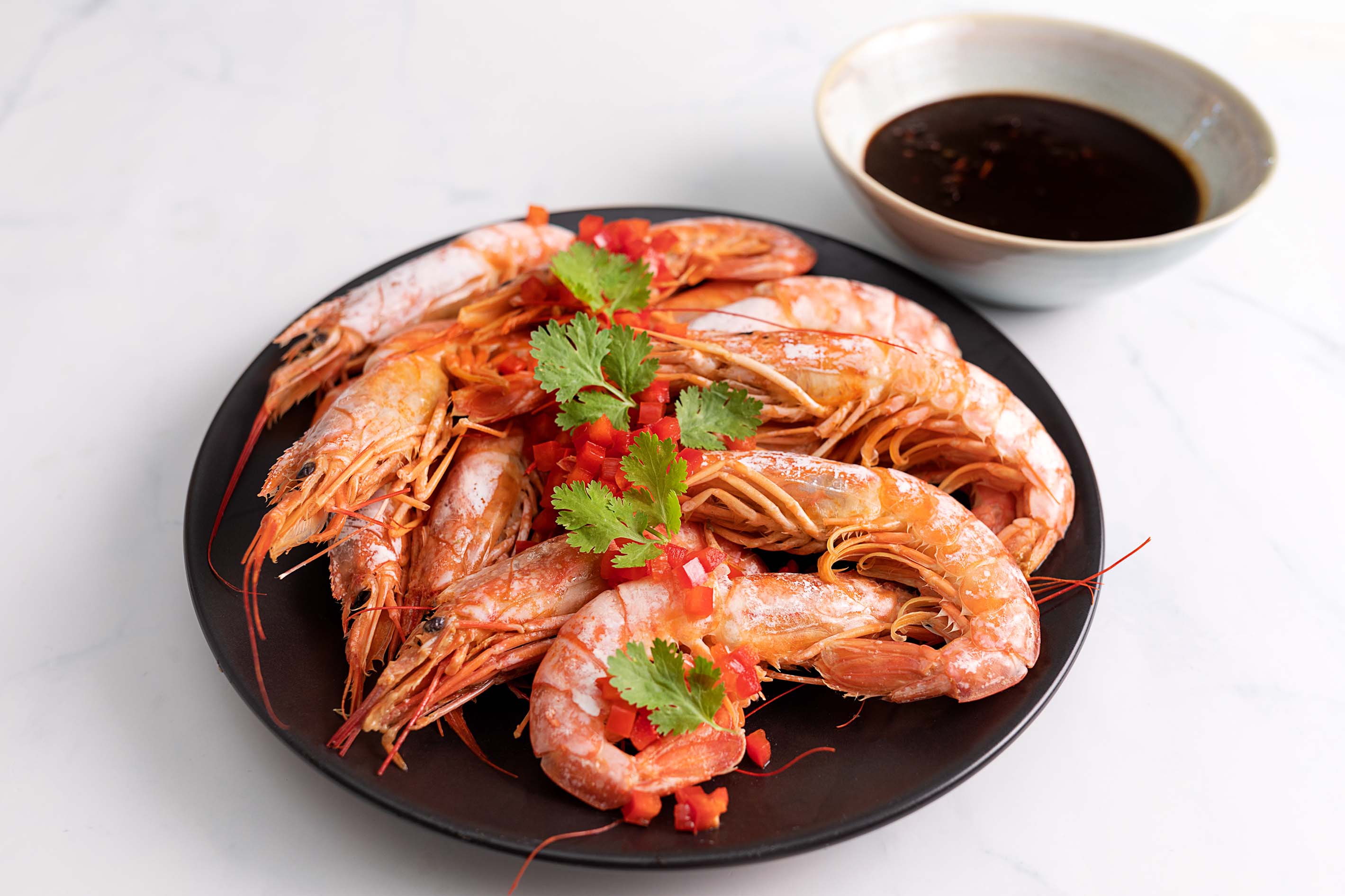 Gambones al vapor con salsa agridulce