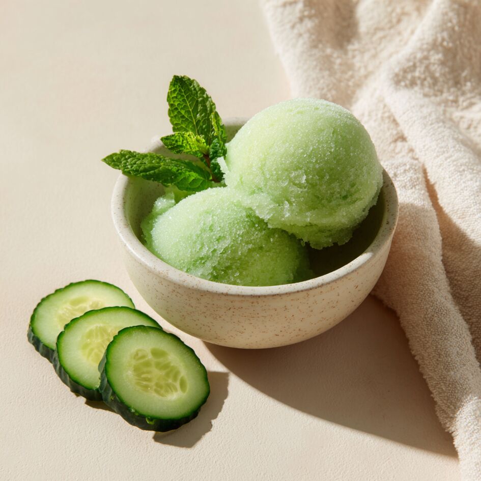 Sorbet de pepino e hortelã