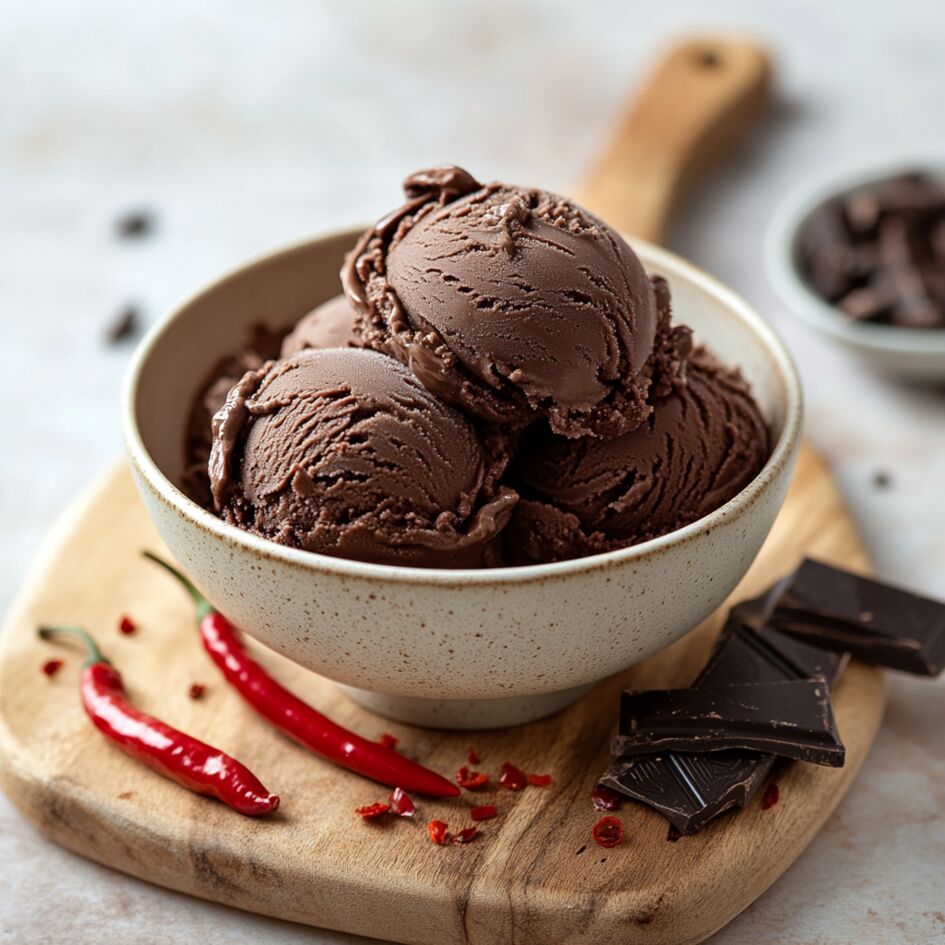 Helado de chocolate negro con chile